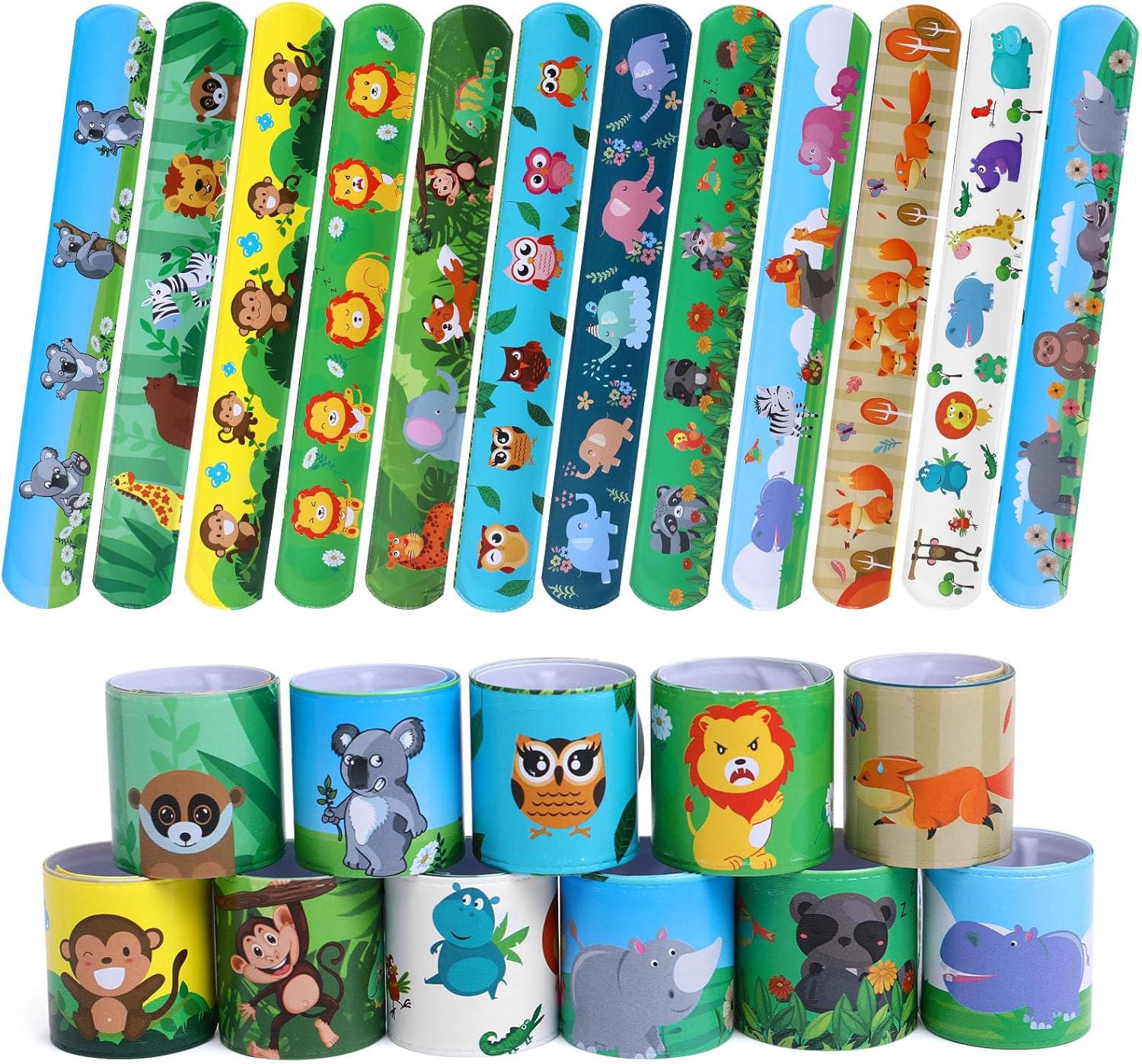 48 PCS Jungle Safari Slap Bracelets Wristbands