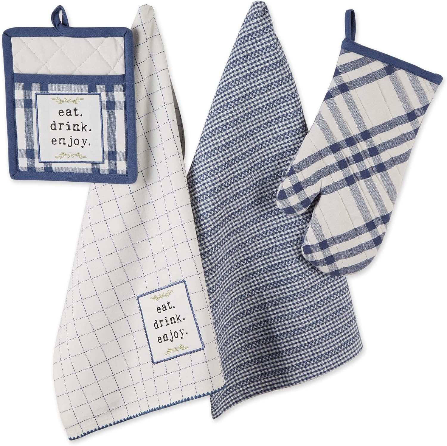 DII French Blue Kitchen Towel Set 4 Count