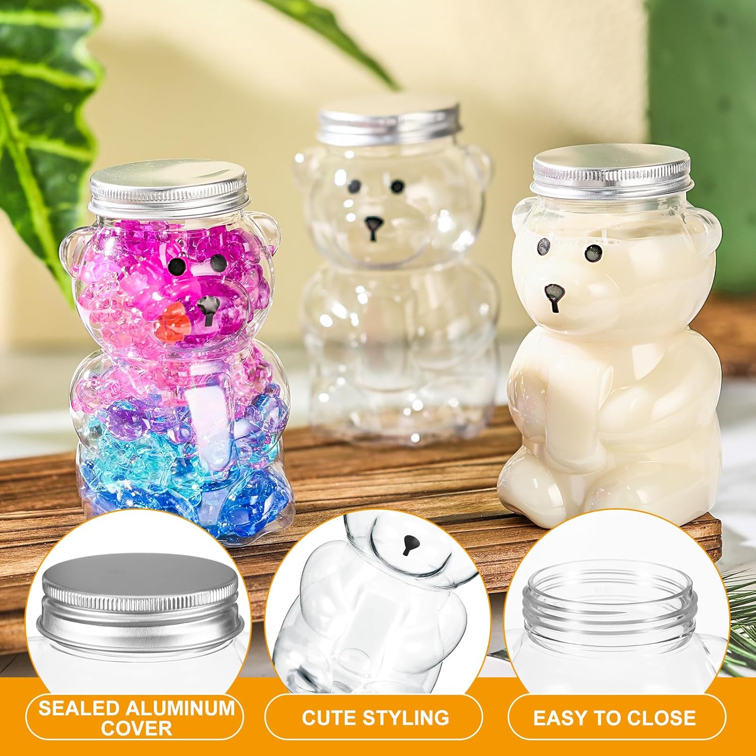 Mumufy 24 Pcs Bear Shaped Food Jars with Aluminum Lids