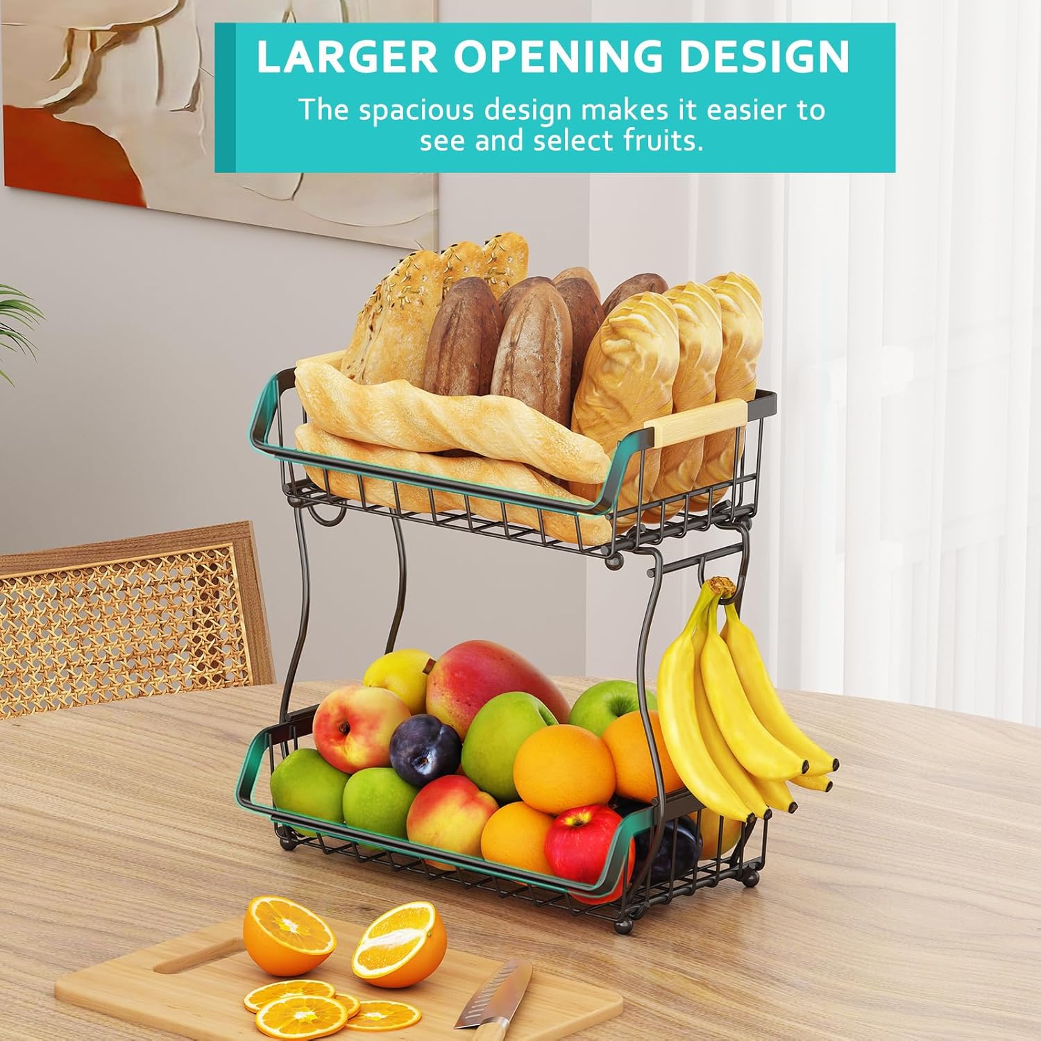ANTOPY 2 Tier Fruit Basket with Banana Hangers