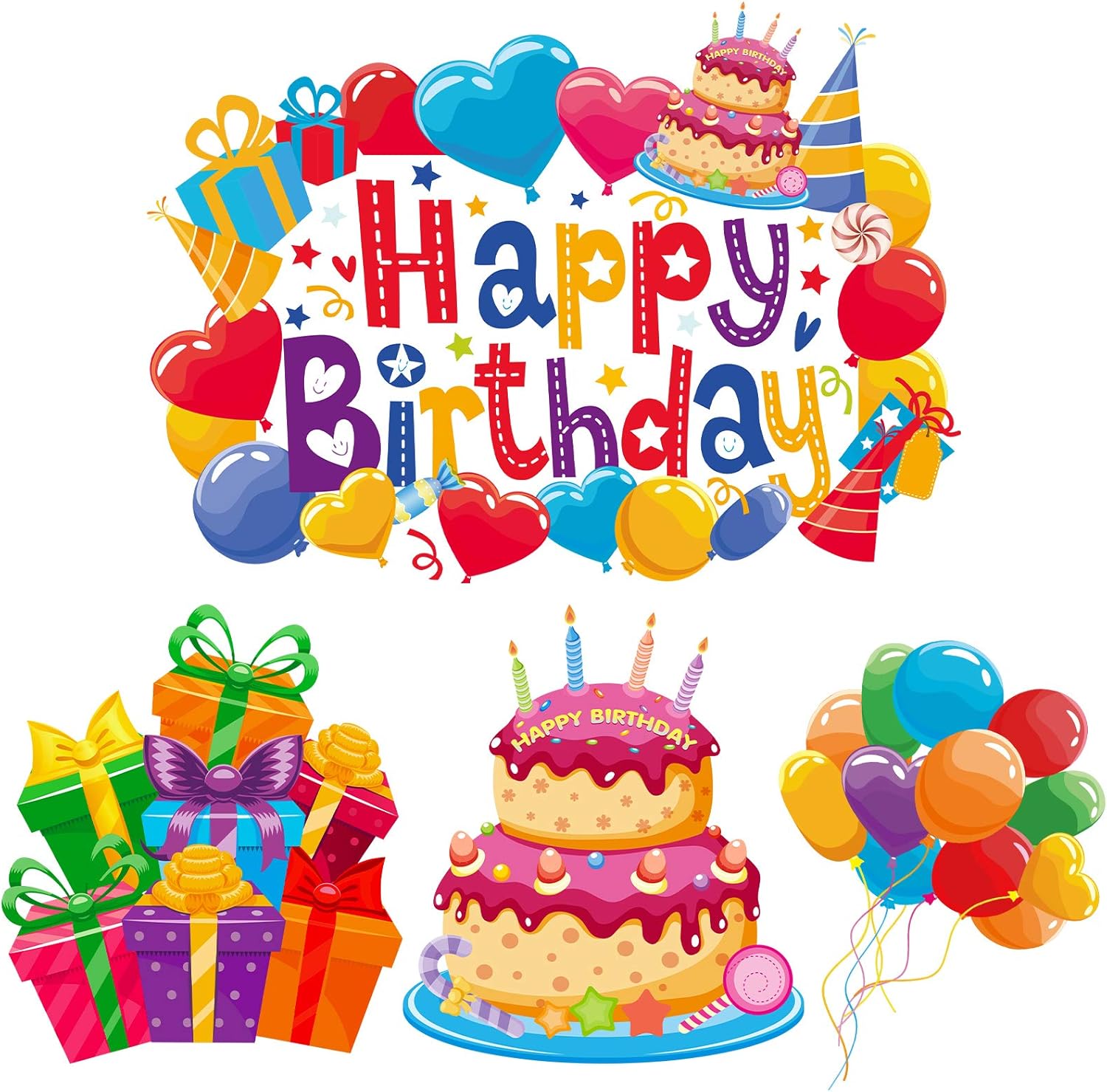 4 Piece Birthday Car Magnets with Reflective Design