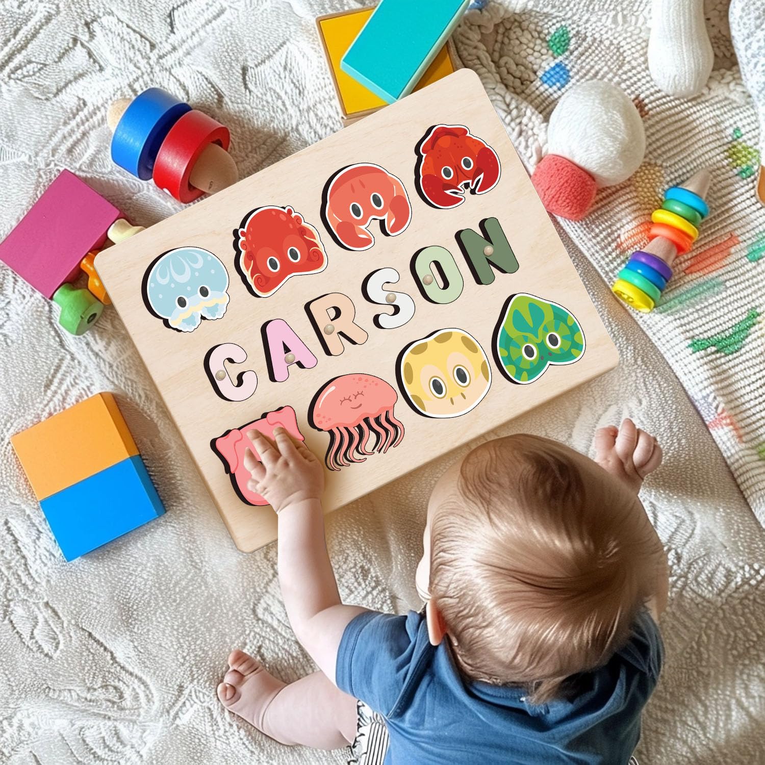 Personalized Wooden Name Puzzle for Toddlers 1-3 1