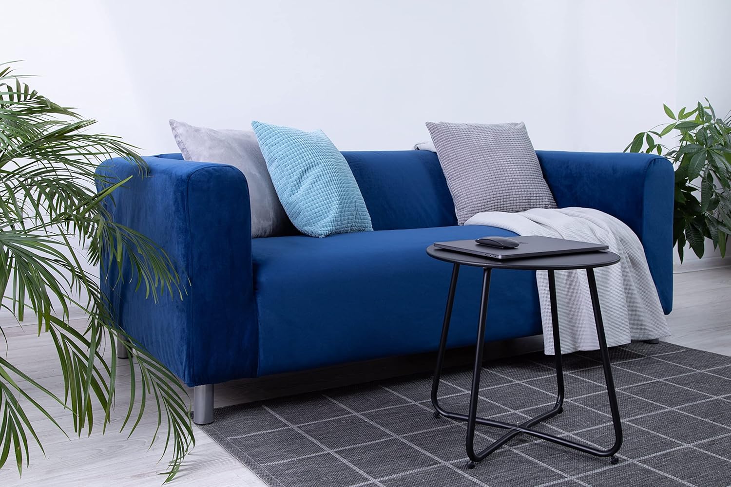 Masters Of Covers Snug Fit Velvet Klippan Loveseat Slipcover Blue