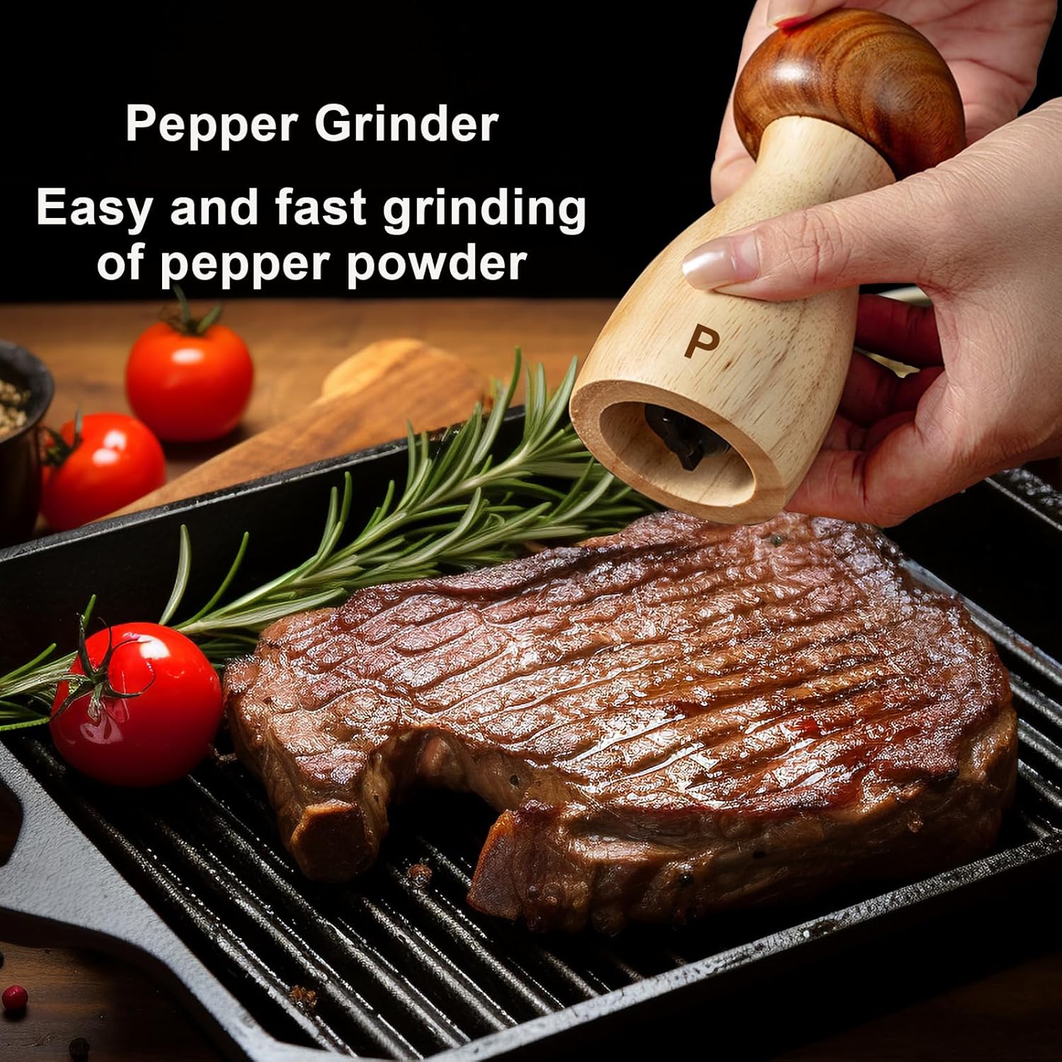 Wooden Salt and Pepper Grinder Set 2 Pack