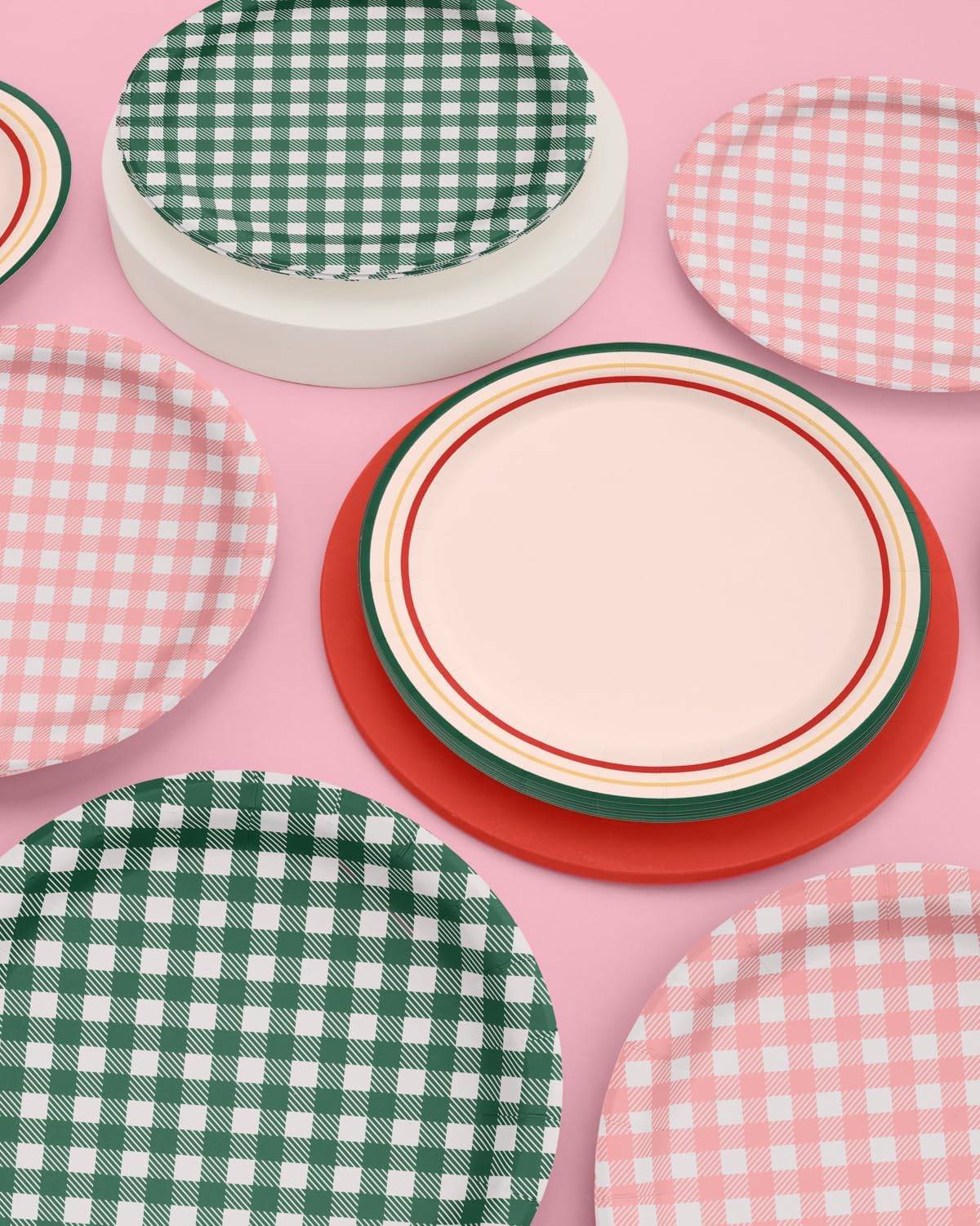 XO Fetti Camp Gingham Paper Plates 24pk 9 Inch