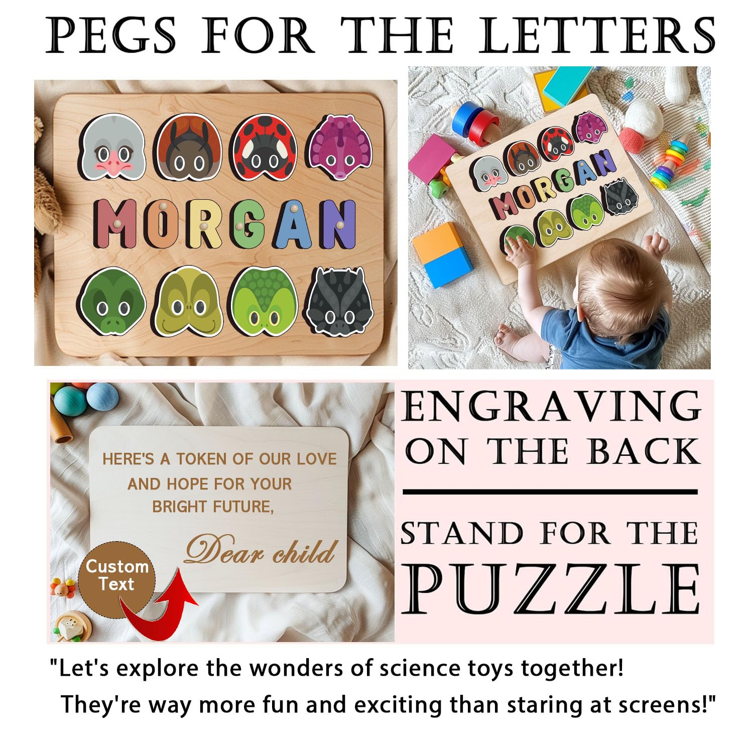 Personalized Wooden Name Puzzle for Toddlers 1-3
