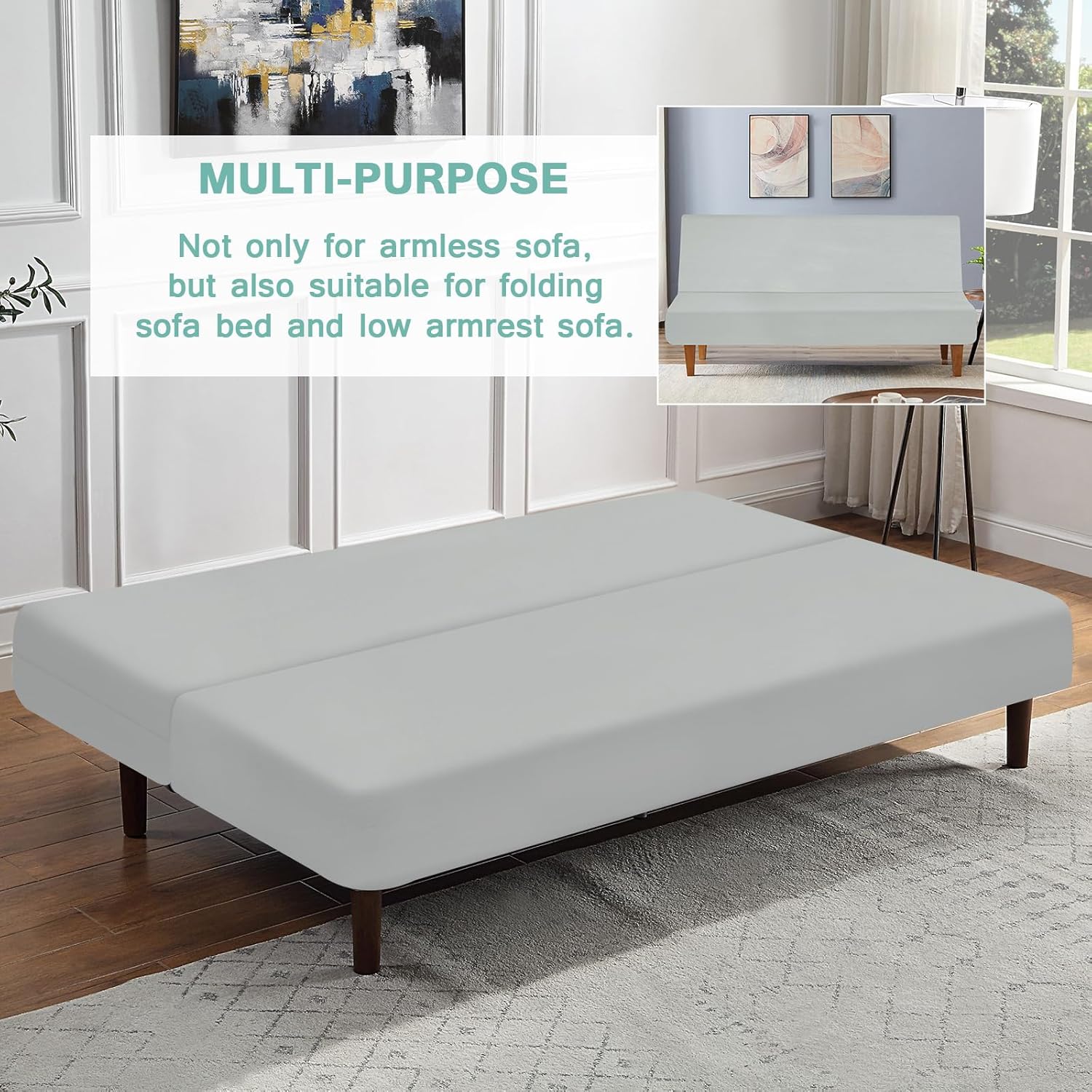 Luv4babe Waterproof Futon Cover for Armless Sofa Bed Gray