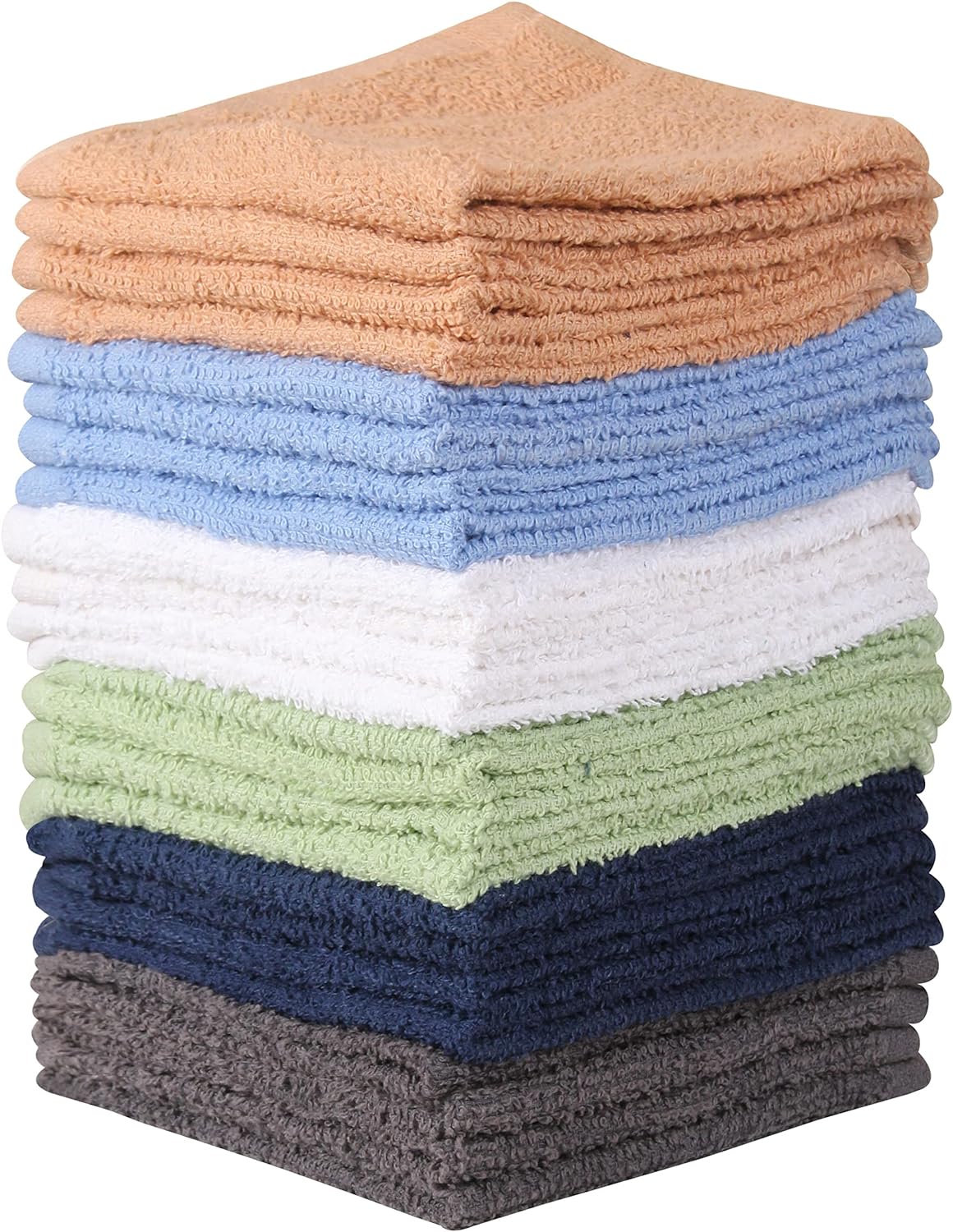 T L Towel and Linen Mart 100 Cotton Wash Cloth Set 24 Pack