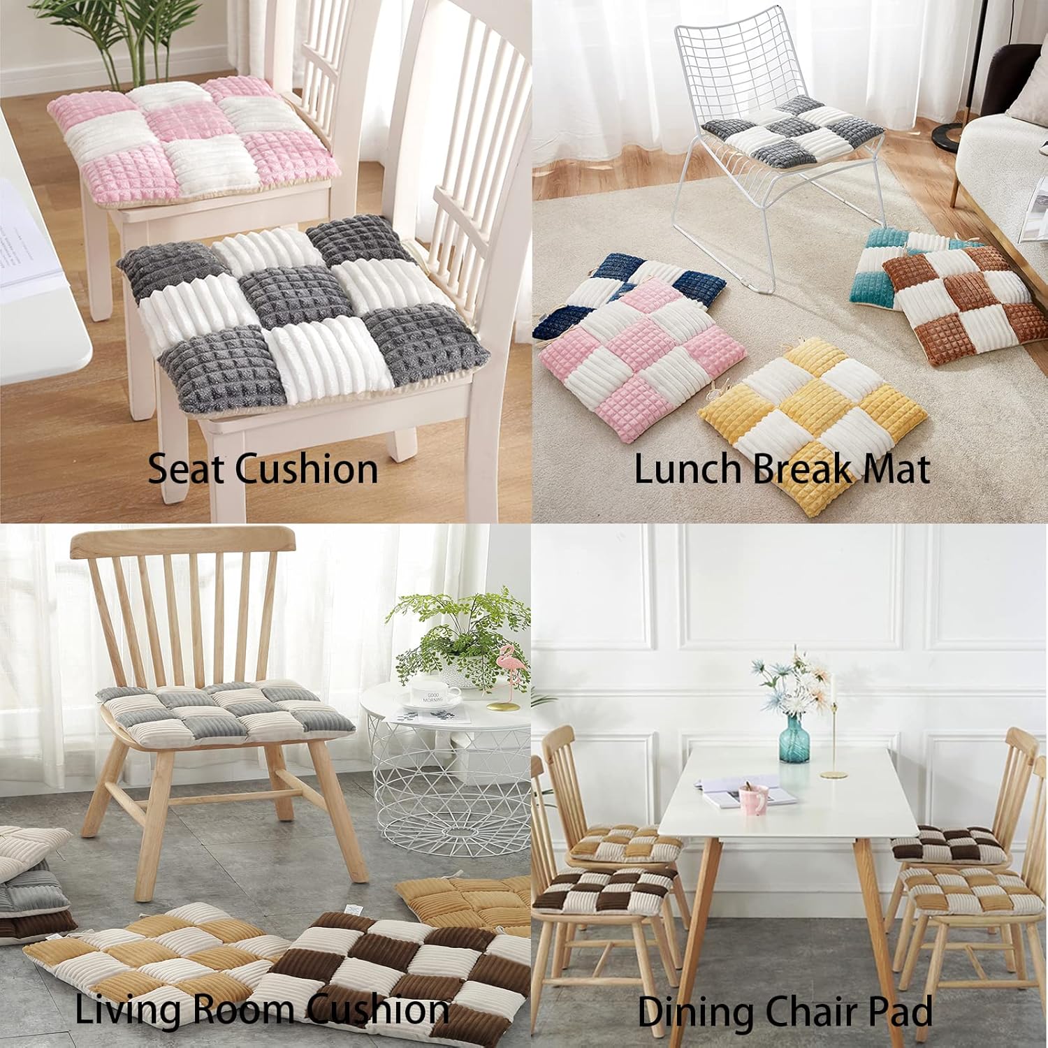 Non Slip Chair Pads with Ties 40cm Set of 2