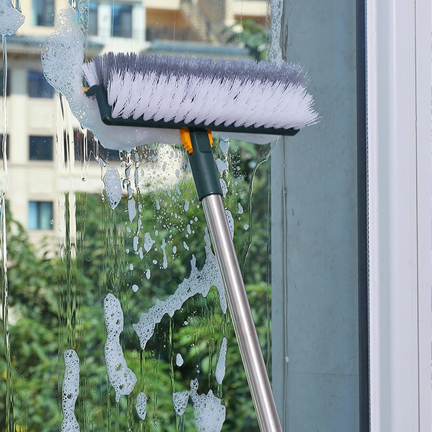 Floor Scrub Brush with 3 in 1 Function and 180 Degree Rotation