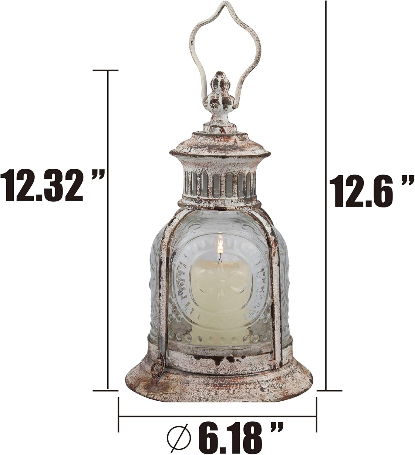 Stonebriar Antique White Metal Votive Candle Lantern with Handle 1