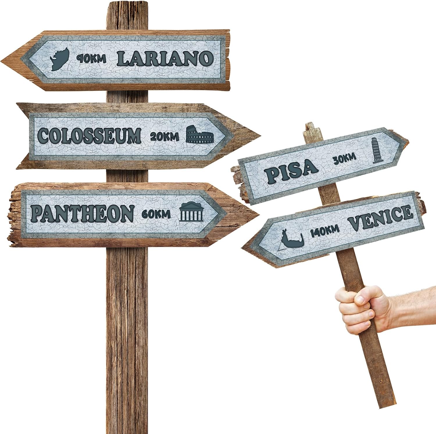 8 Pcs Italian Street Sign Paper Cutouts for Decor