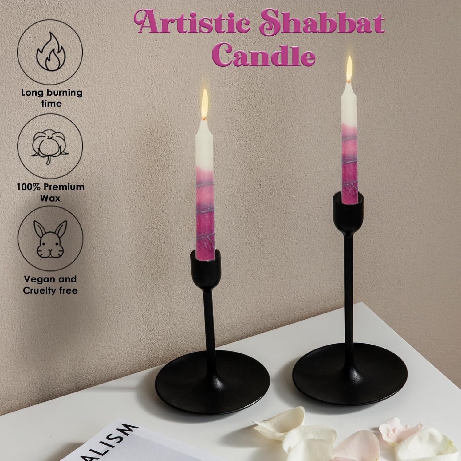12-Pack Shabbat Candles Dripless Handcrafted Traditional