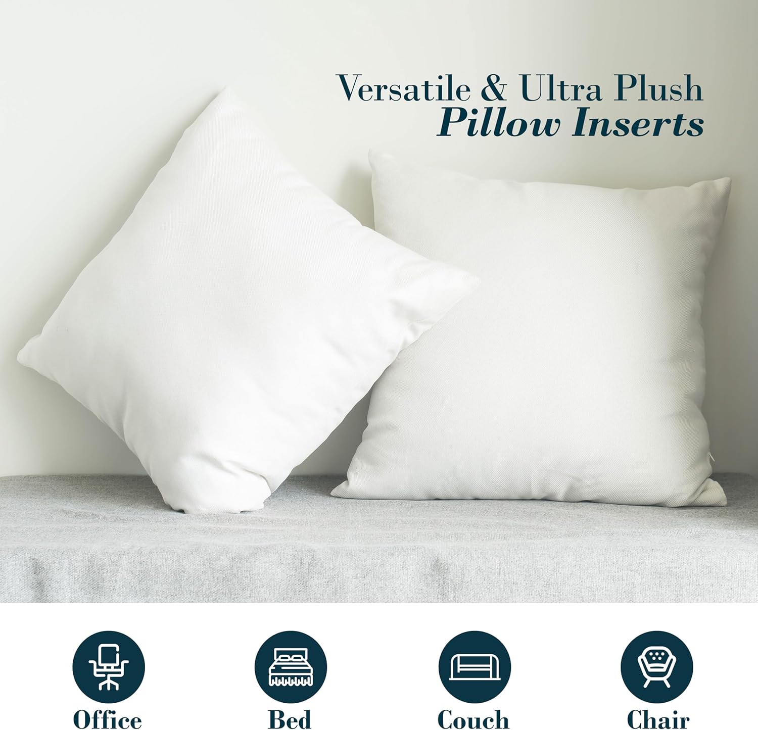 Mocassi Premium Ultra Soft Pillow Inserts Pack of 2