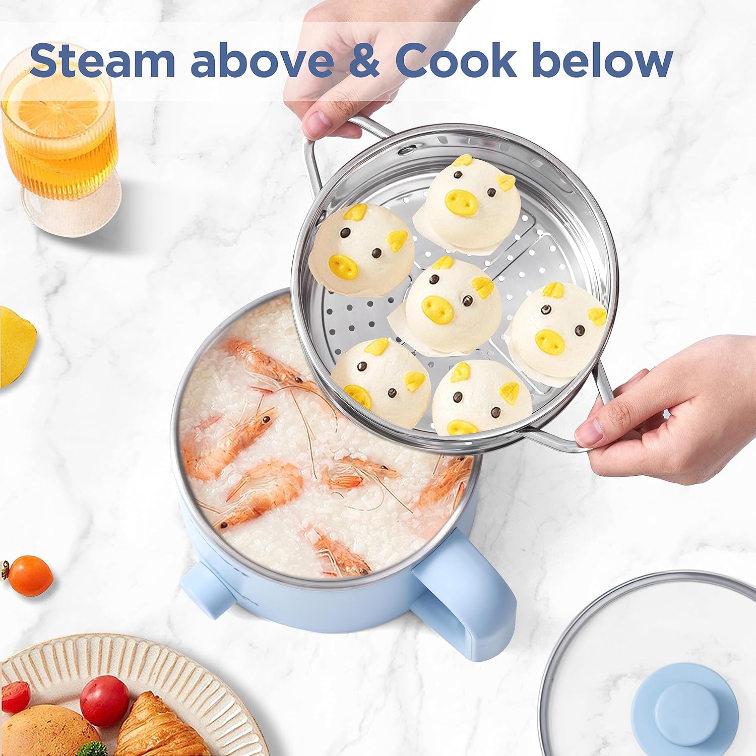 Topwit Multi-Use Electric Hot Pot with Steamer