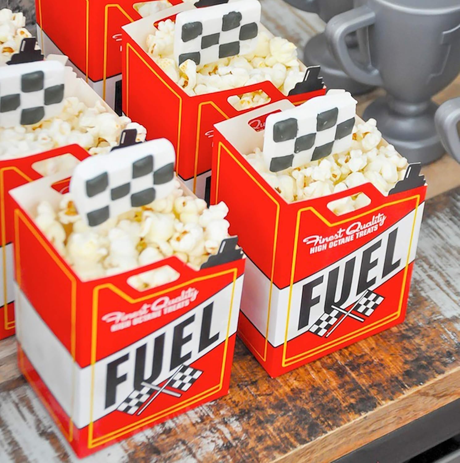 24 Race Car Treat Boxes with Checkered Flags Racing Party Supplies