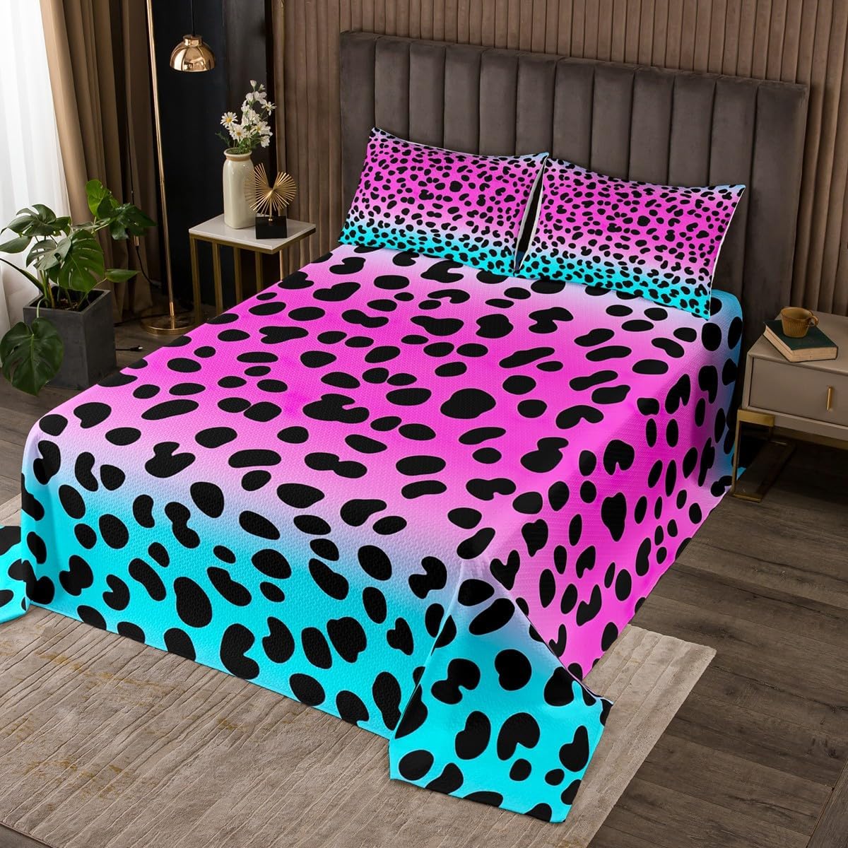 Feelyou Leopard Coverlet Set for Kids Boy Girl Queen Size