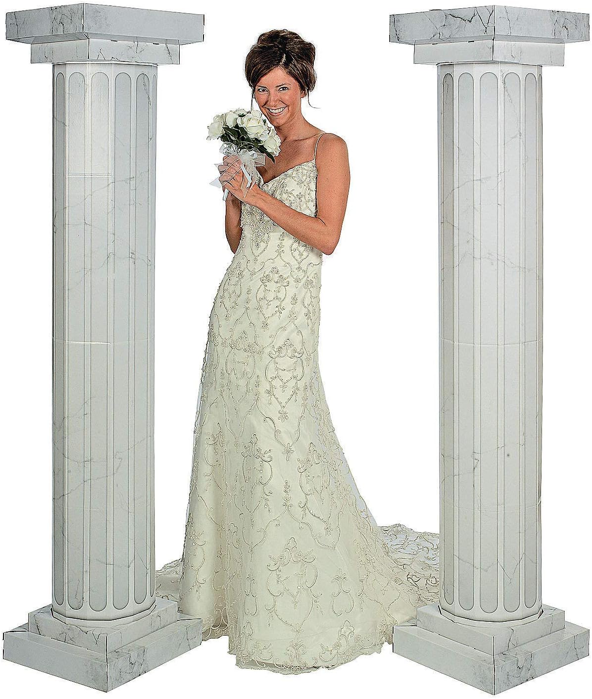 Fun Express 6 Tall Marble-Look Fluted Pillars 2 Pieces