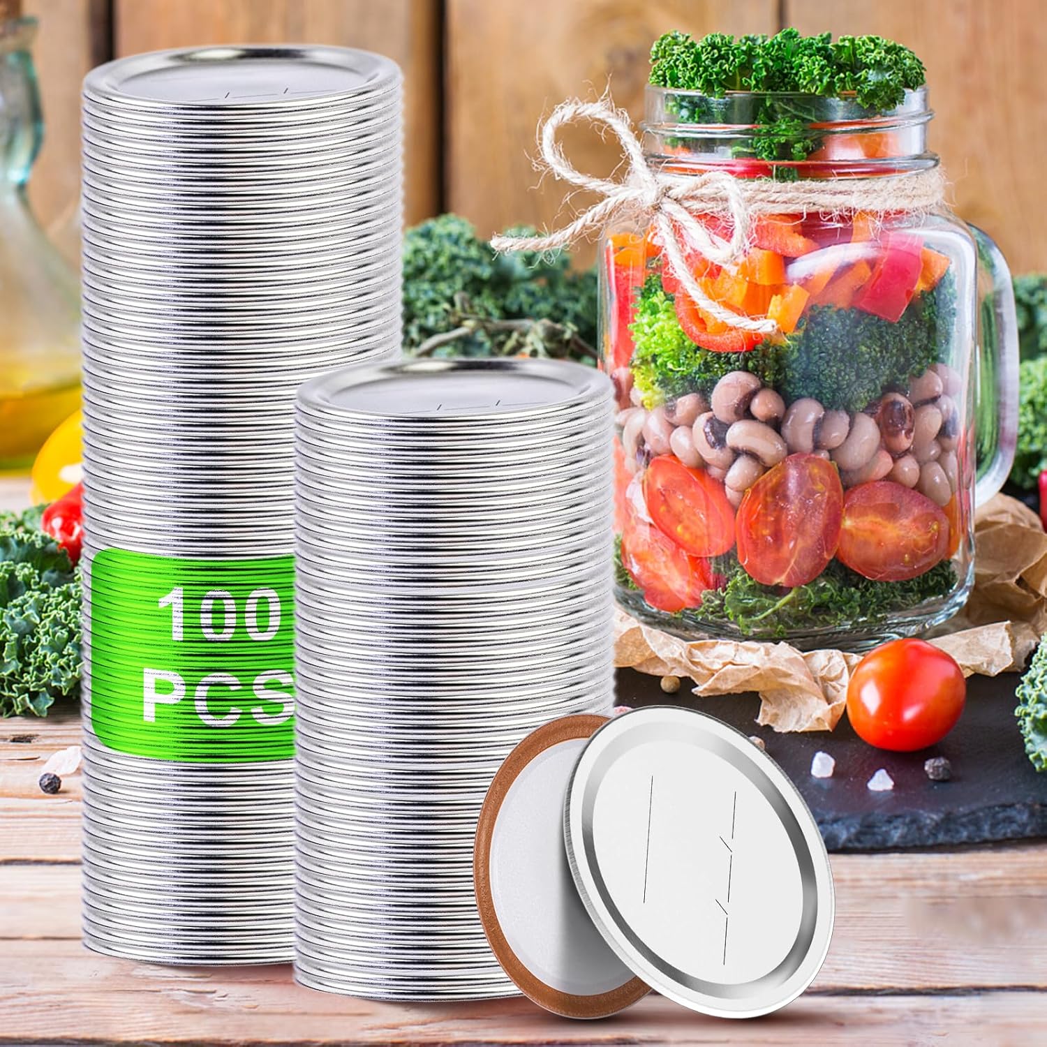 100 Pcs Canning Lids Food Grade Silicone Seal