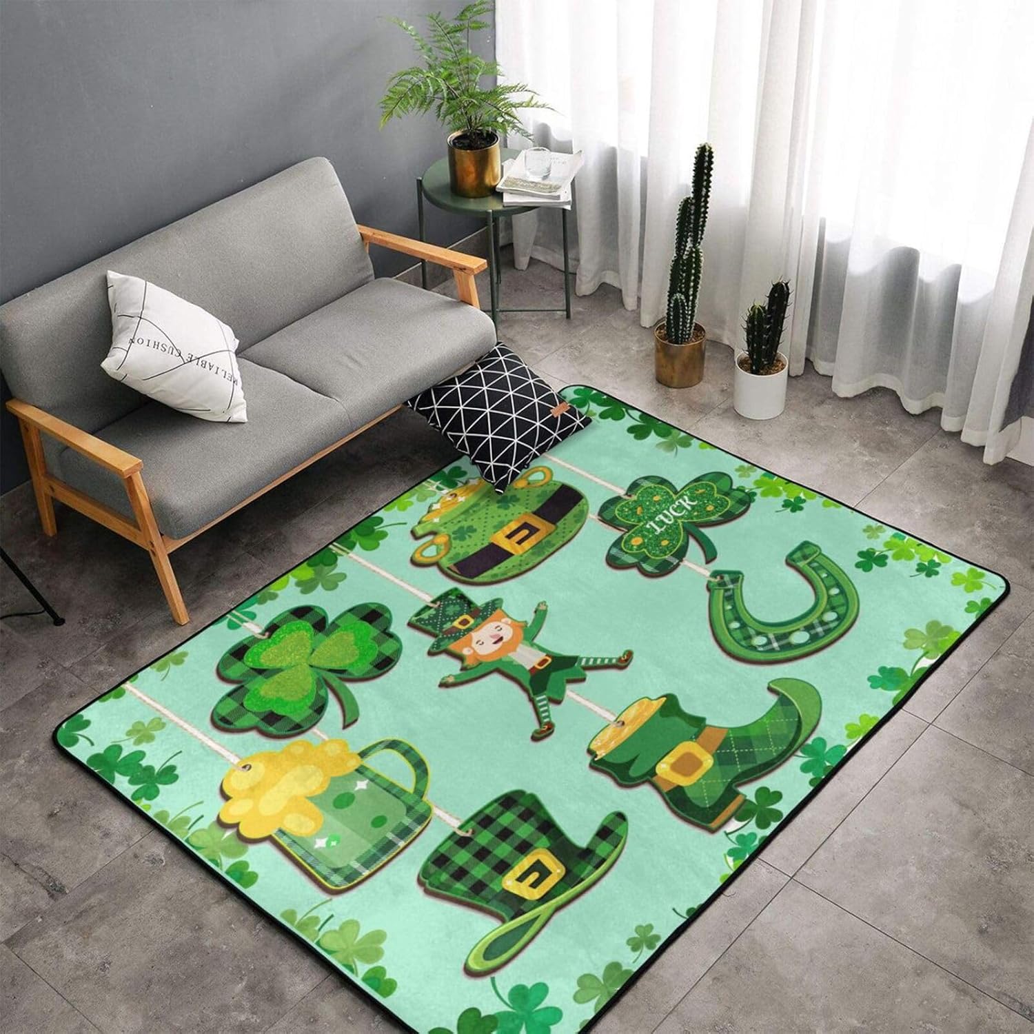 St Patrick Day Carpet Floor Mat 60x39in Washable Flannel Rug Pad