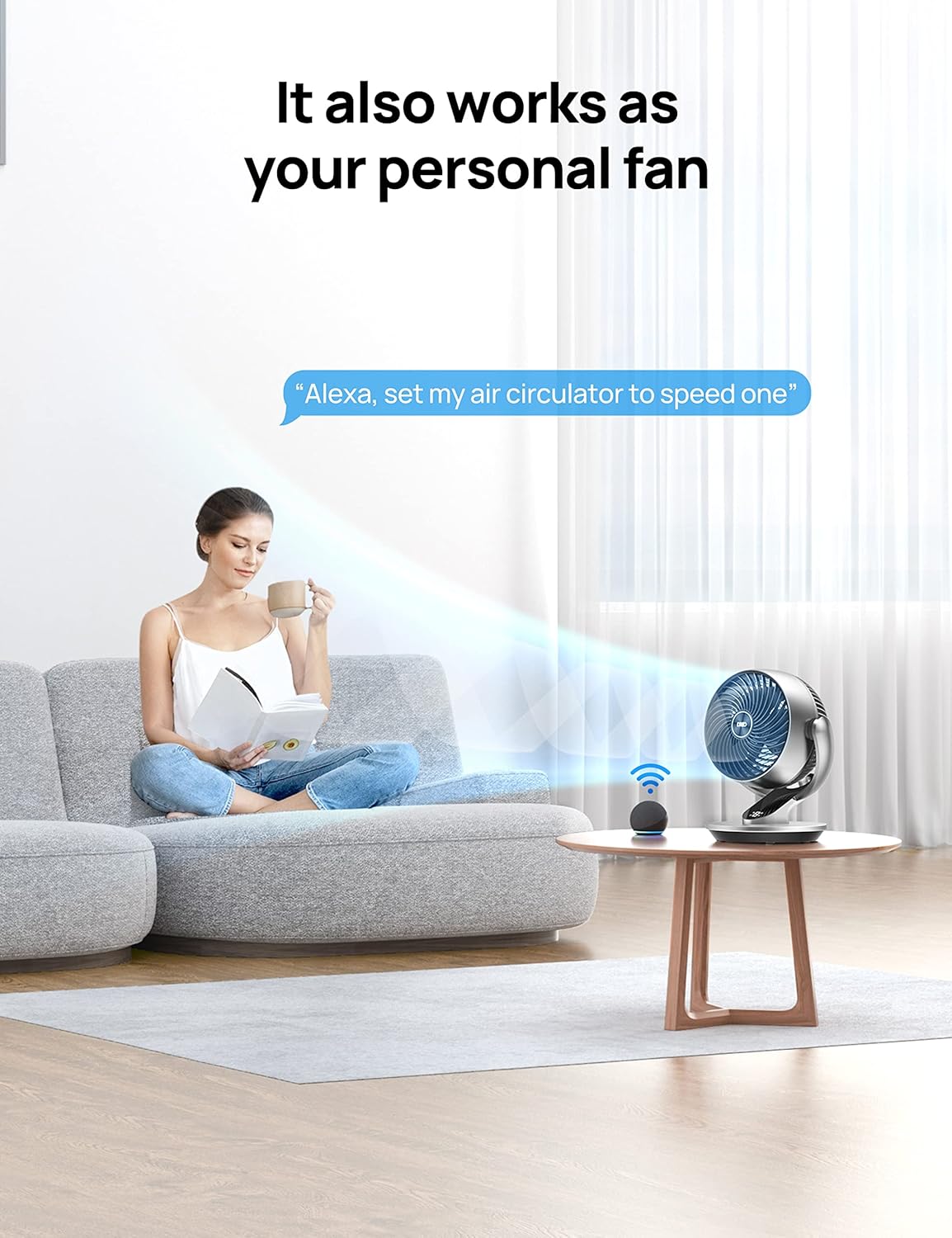 Dreo Smart Fan for Bedroom with Remote and Voice Control