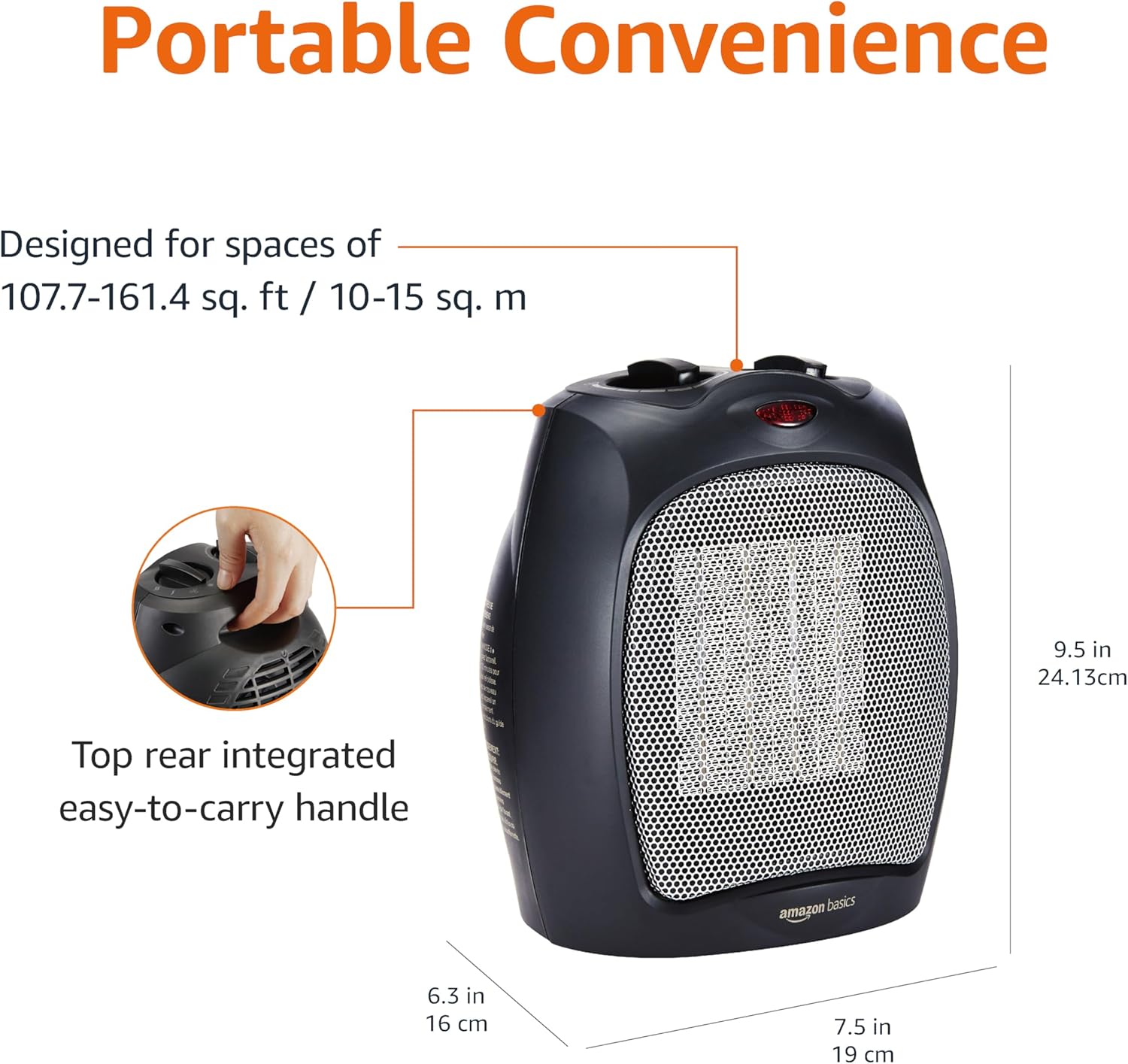 Amazon Basics 1500W Ceramic Space Heater Black