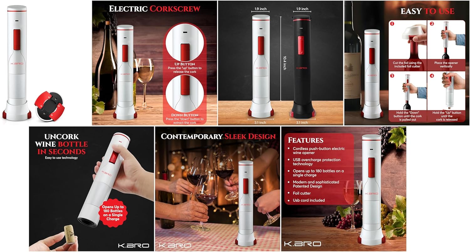 Rechargeable Electric Wine Opener With Foil Cutter