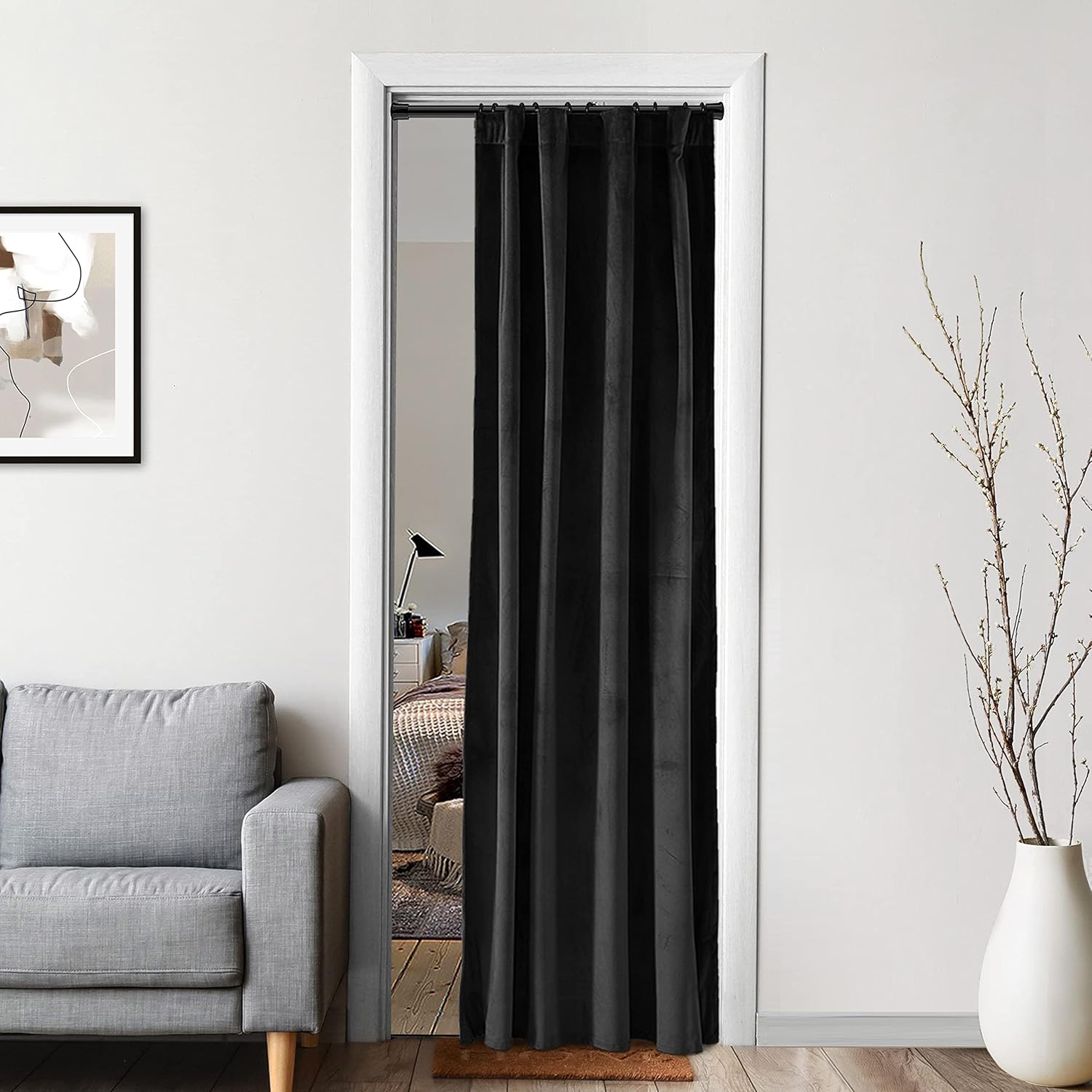 XTMYI Velvet Blackout Door Curtain Panels 80 Inch