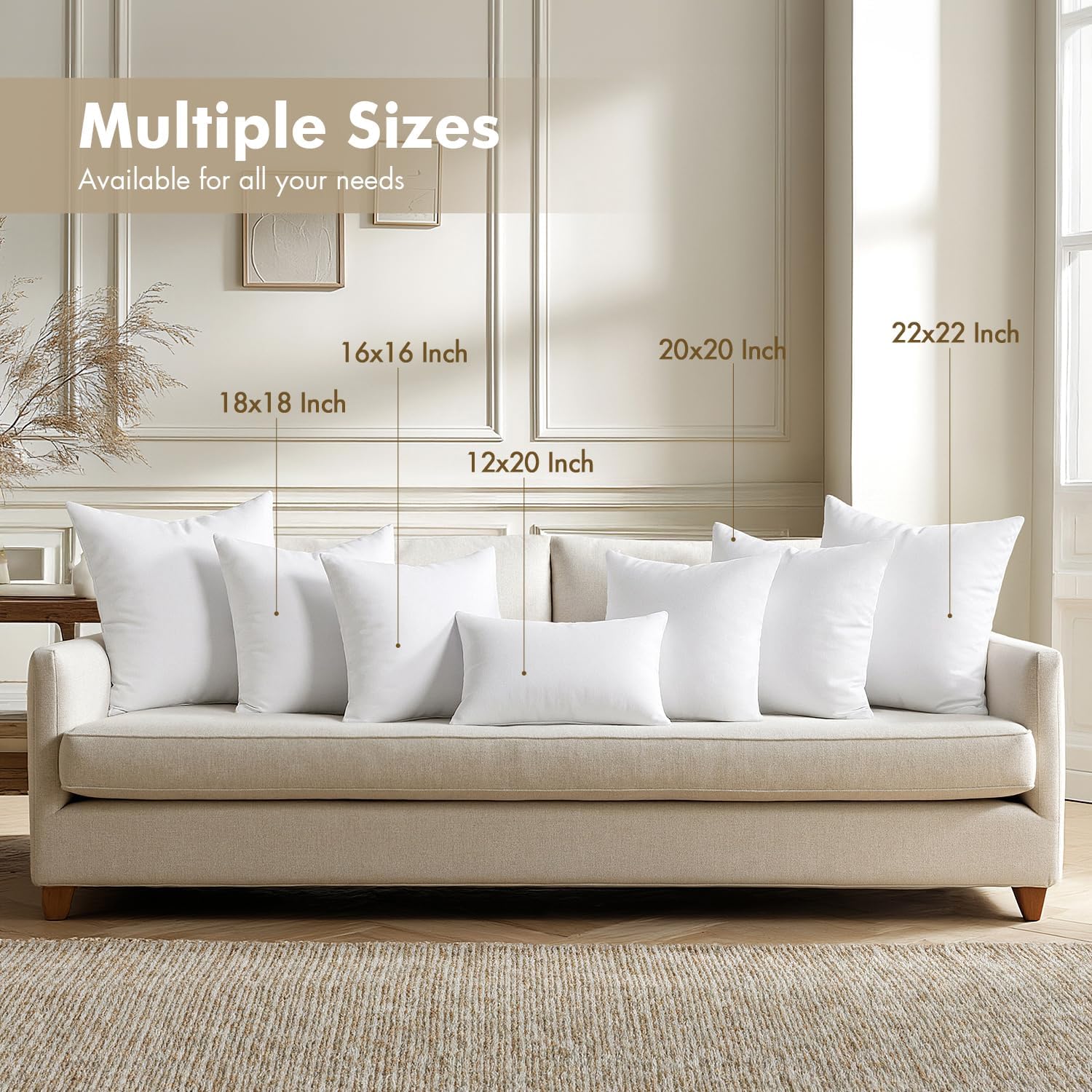 MIULEE Pillows Inserts Pack of 4 18x18 Inch