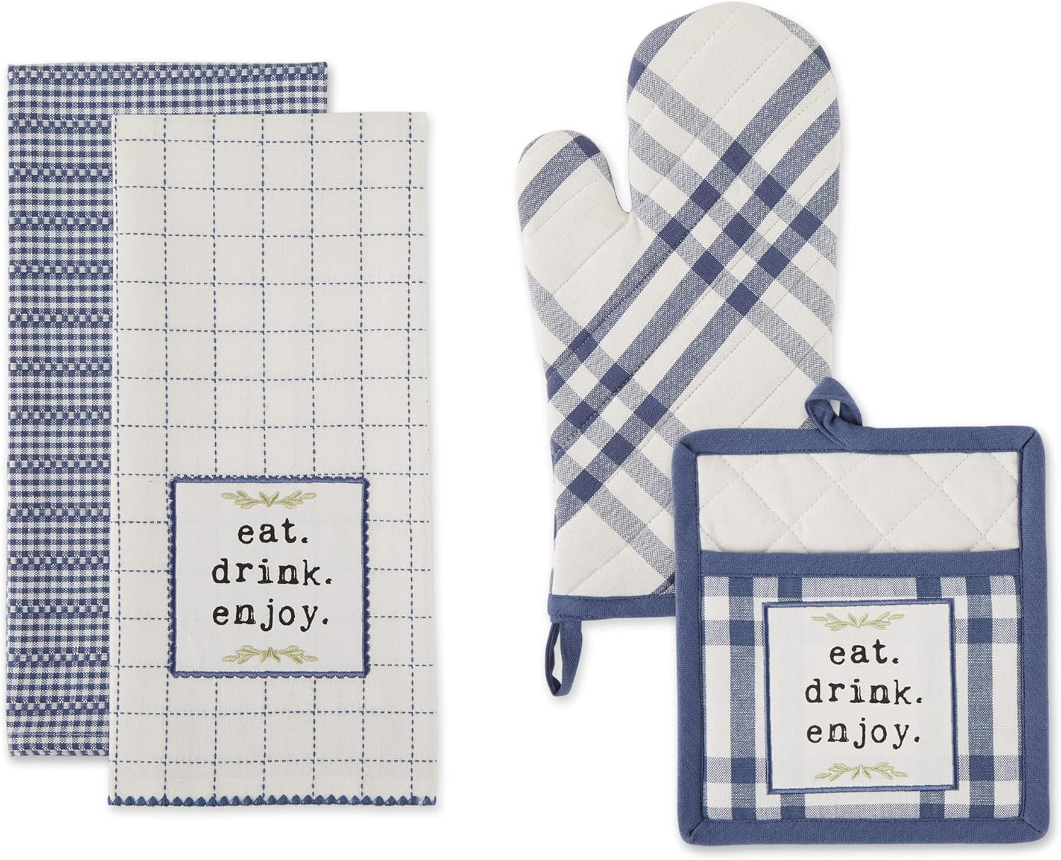 DII French Blue Kitchen Towel Set 4 Count