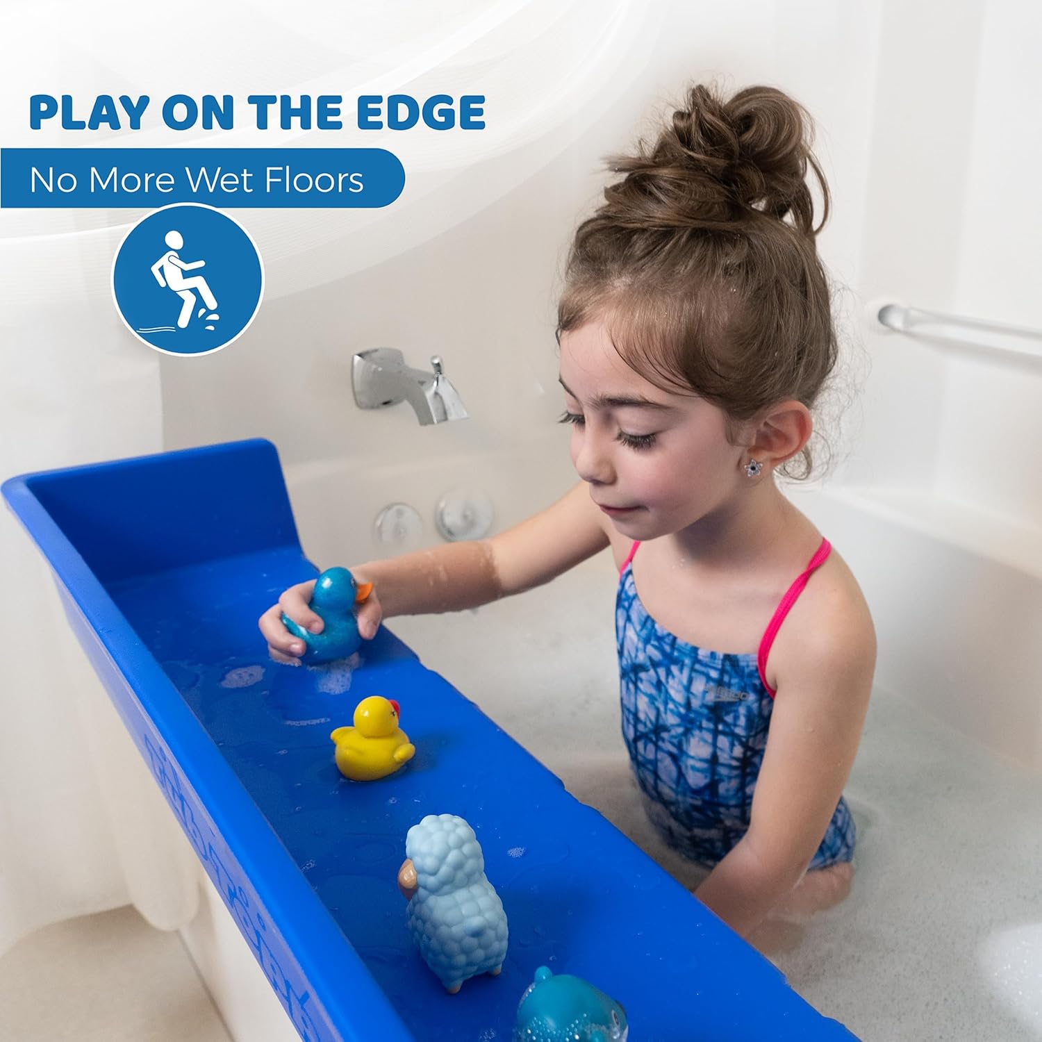 Tub Topper Splash Guard Play Shelf Blue