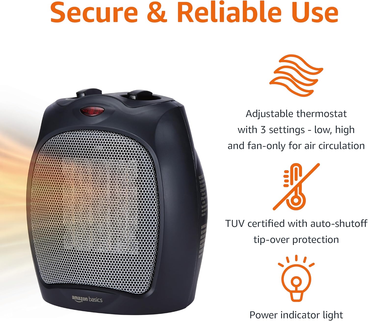 Amazon Basics 1500W Ceramic Space Heater Black