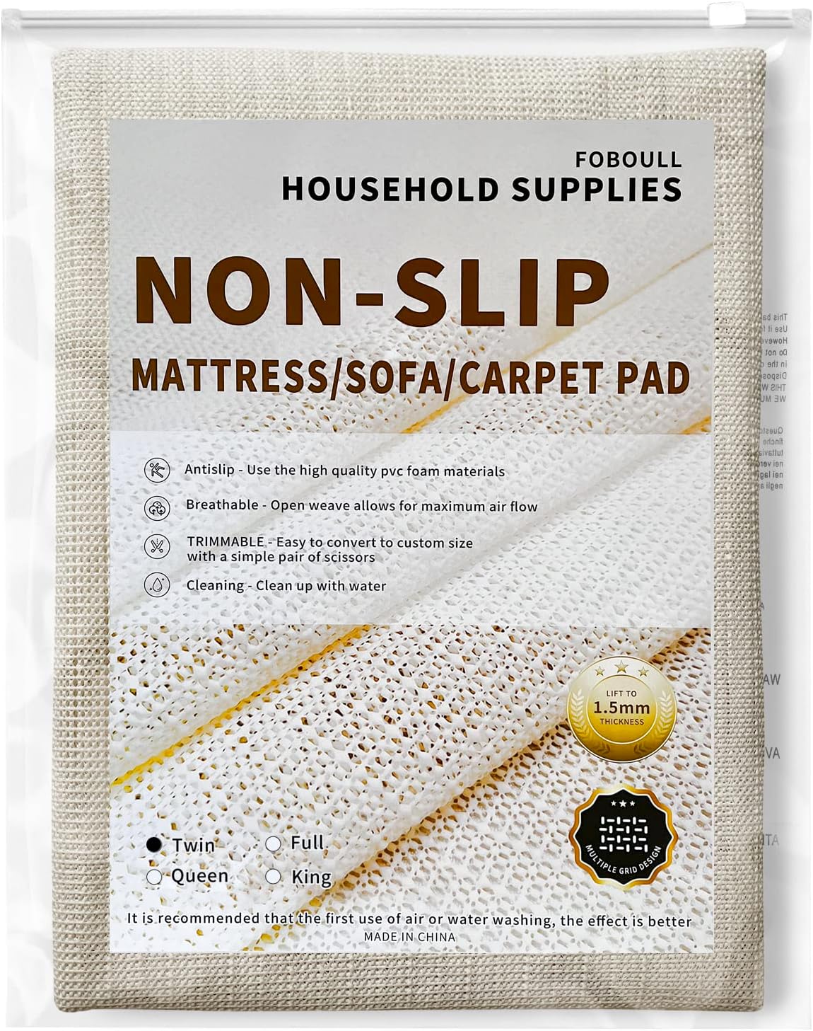 Foboull Mattress Slide Stopper Non Slip Pad Twin Size