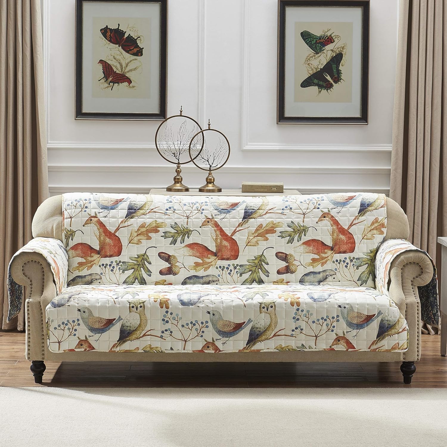 Greenland Home Willow Reversible Slipcover for Sofa Furniture Protector Natural