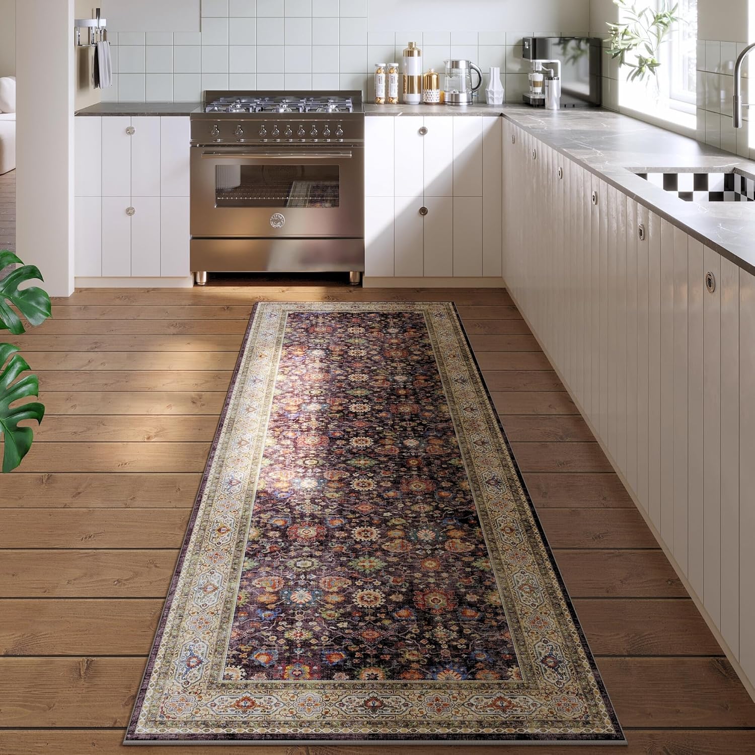 Dark Espresso Runner Rug for Hallways Kitchen