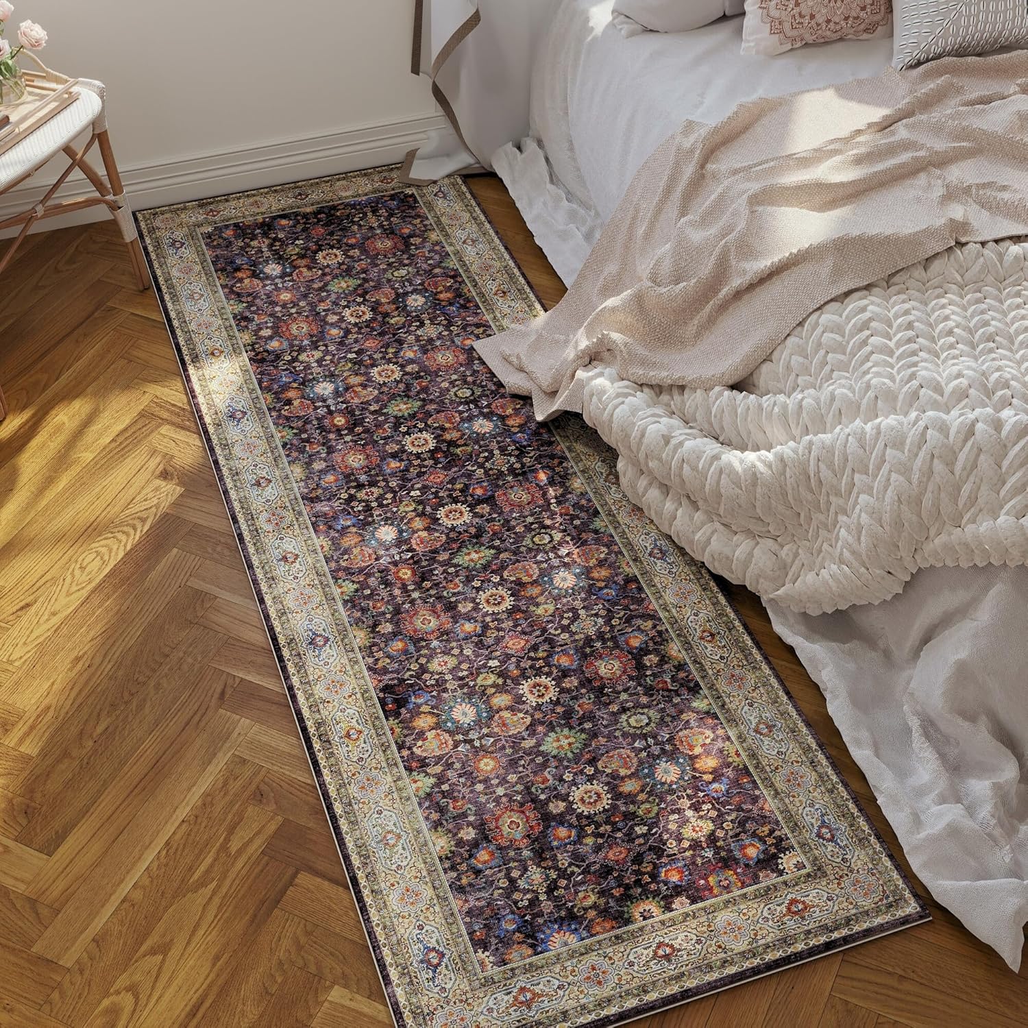 Dark Espresso Runner Rug for Hallways Kitchen
