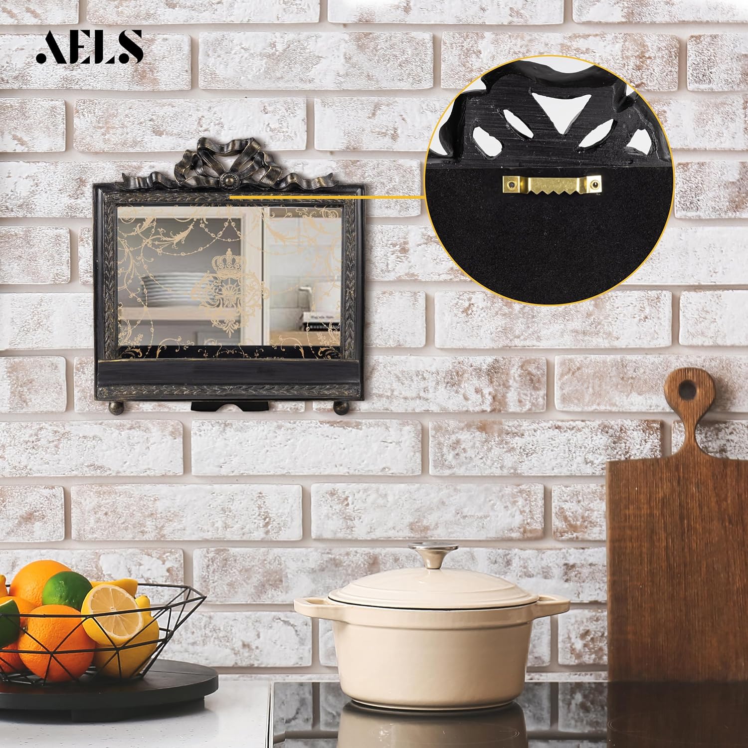 AELS Vintage Ornated Cookbook Stand Black