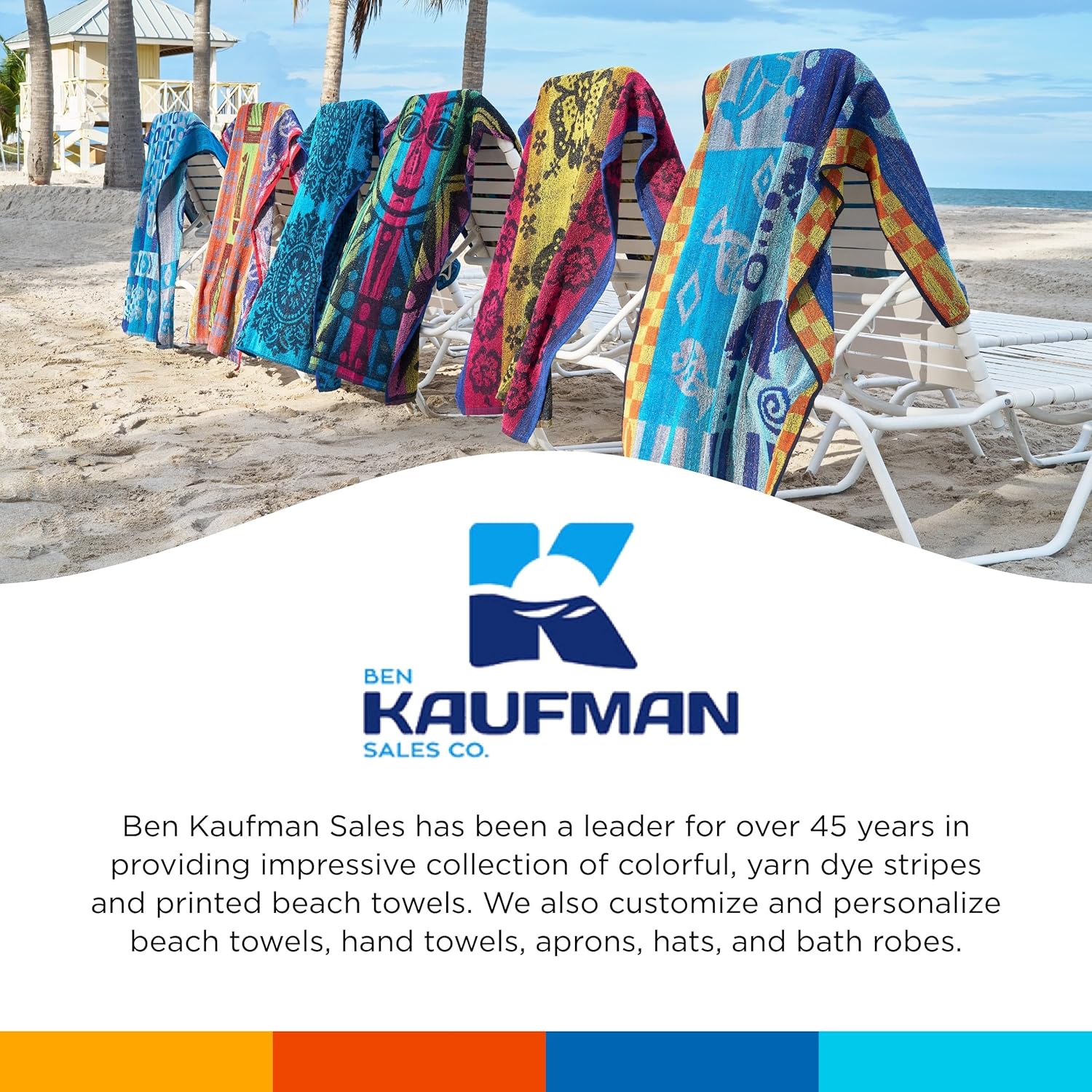 Ben Kaufman Sales Co Beach Towel Bundle - 30 x 60 Pack of 4
