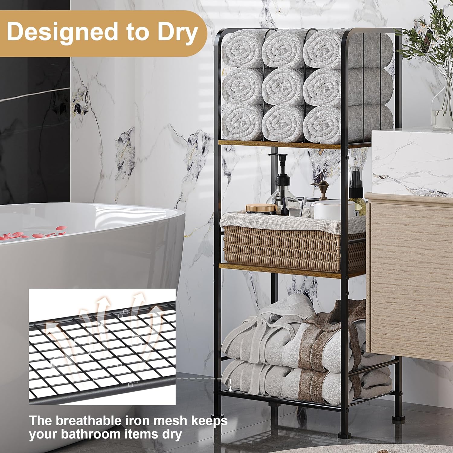 Durable 3-Tier Metal Towel Rack for Bathroom and Pool