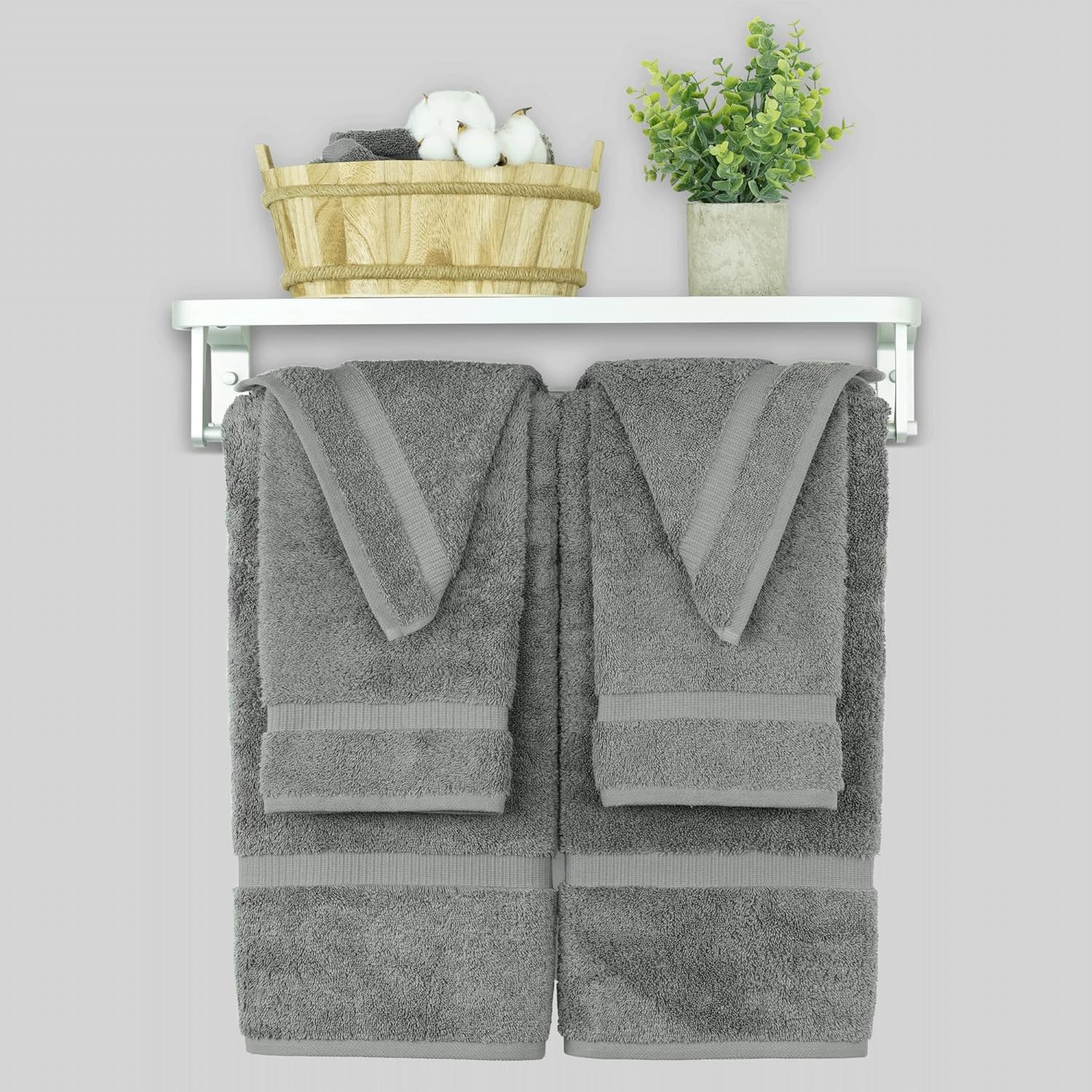 Chakir Turkish Linens Premium Cotton Towels Set Gray 6 Piece