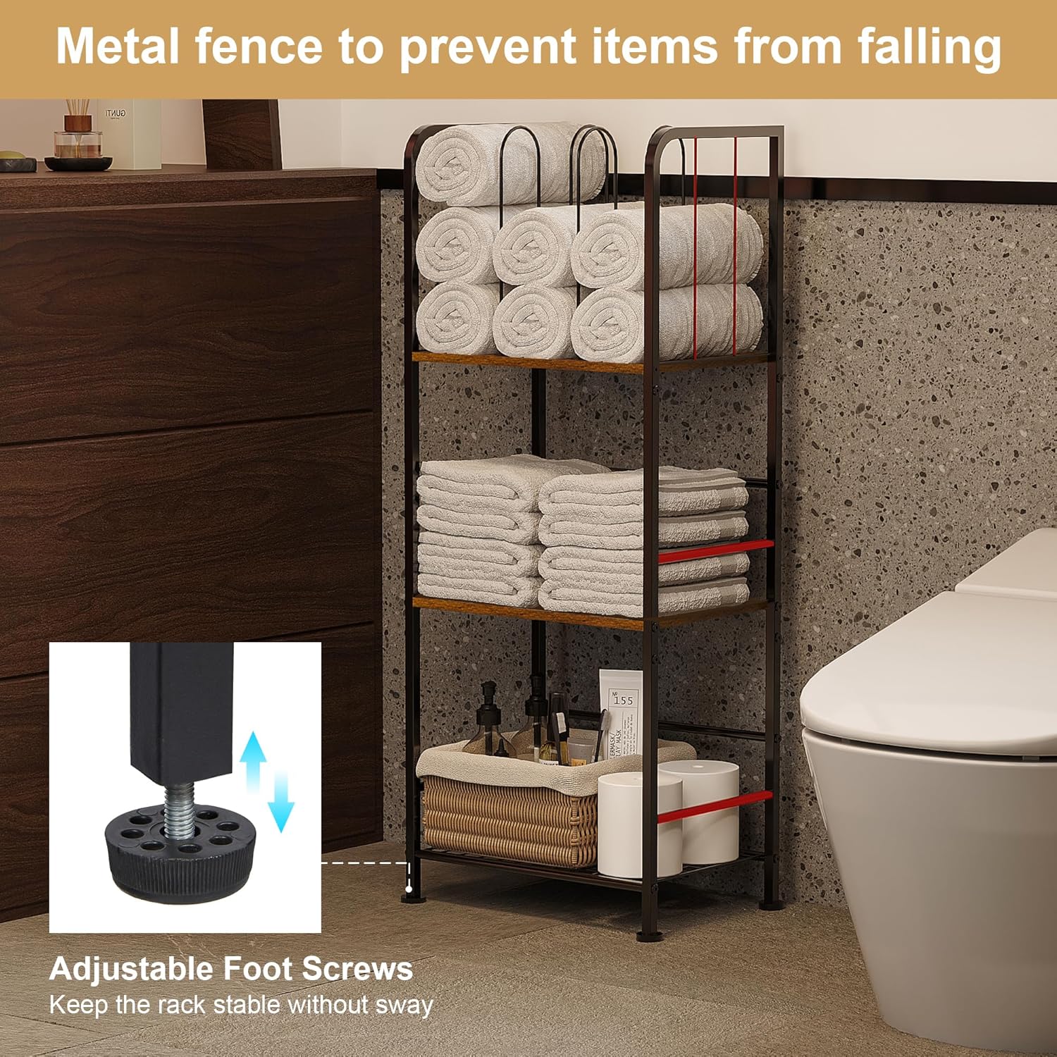 Durable 3-Tier Metal Towel Rack for Bathroom and Pool