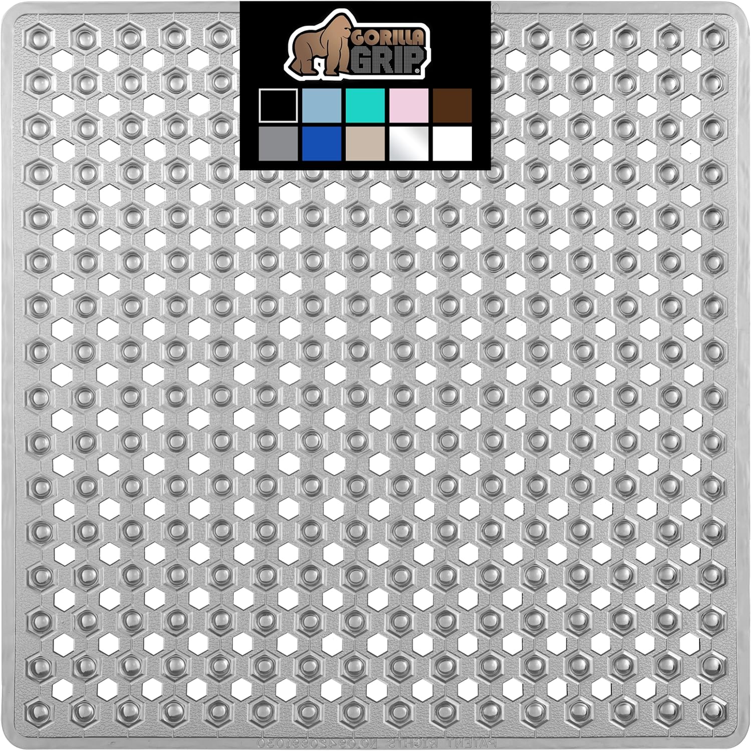 Gorilla Grip Patented Square Shower Mat 21x21 Inch Gray