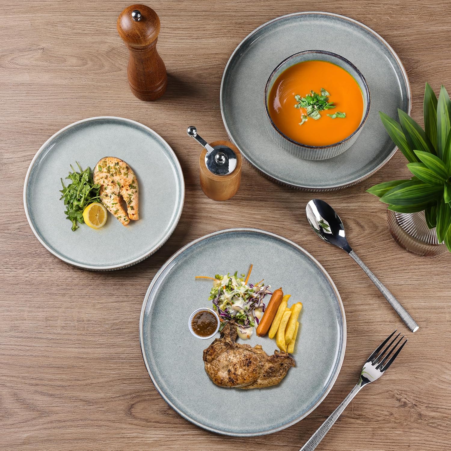 GBHOME Stoneware Dinnerware Set for 4