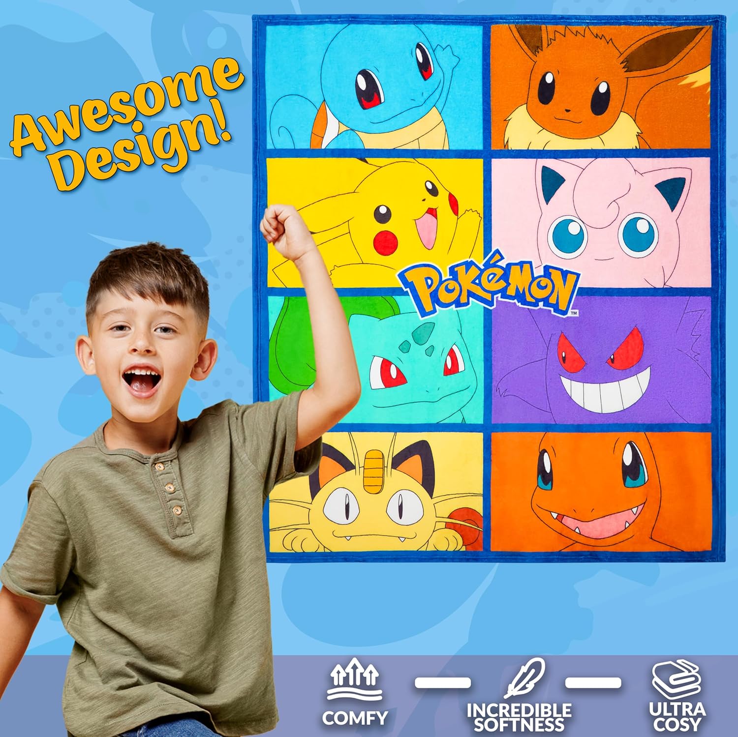 Pokemon Soft Fleece Throw Blanket 51x59in