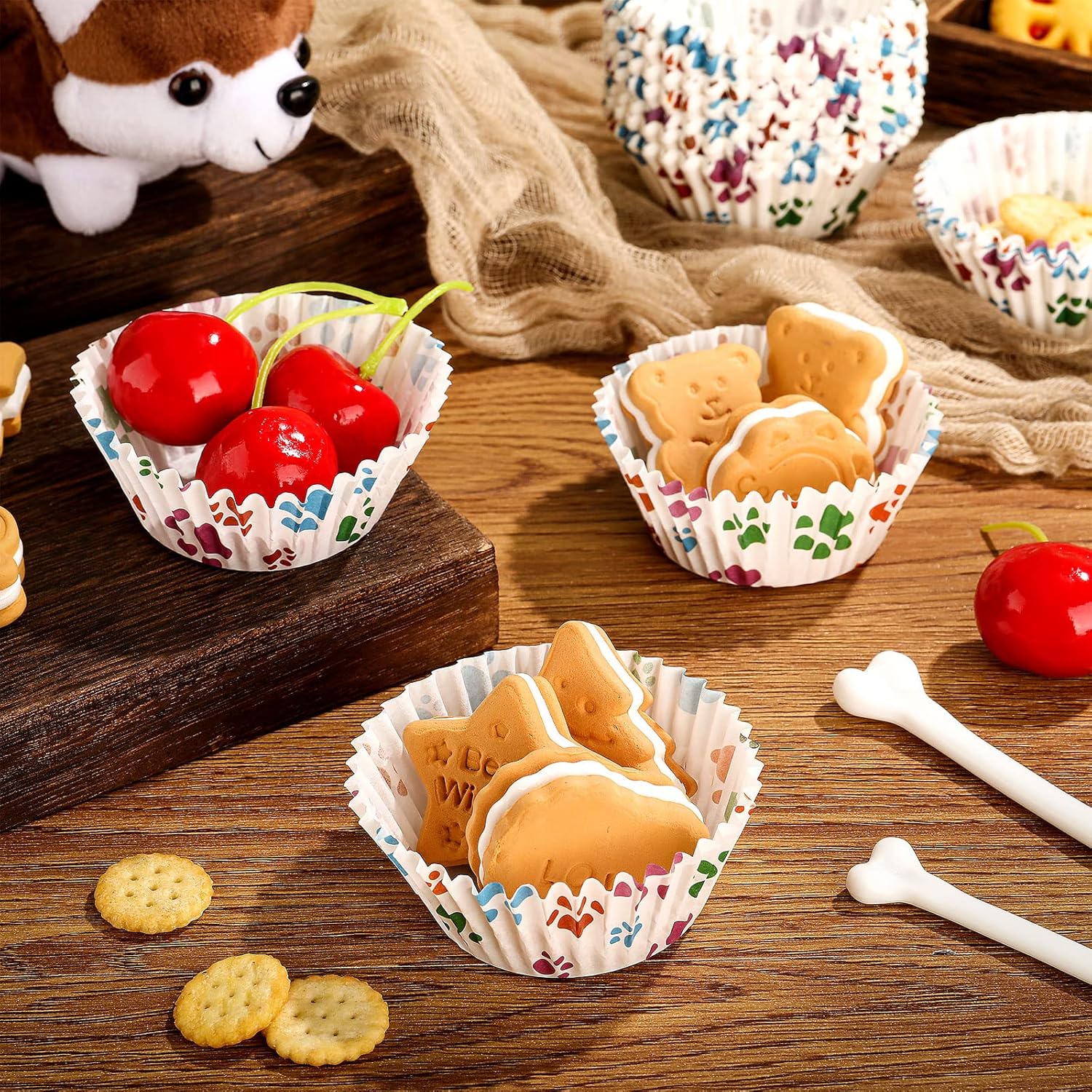 200 Pcs Paw Bone Cupcake Liners for Dog Lovers