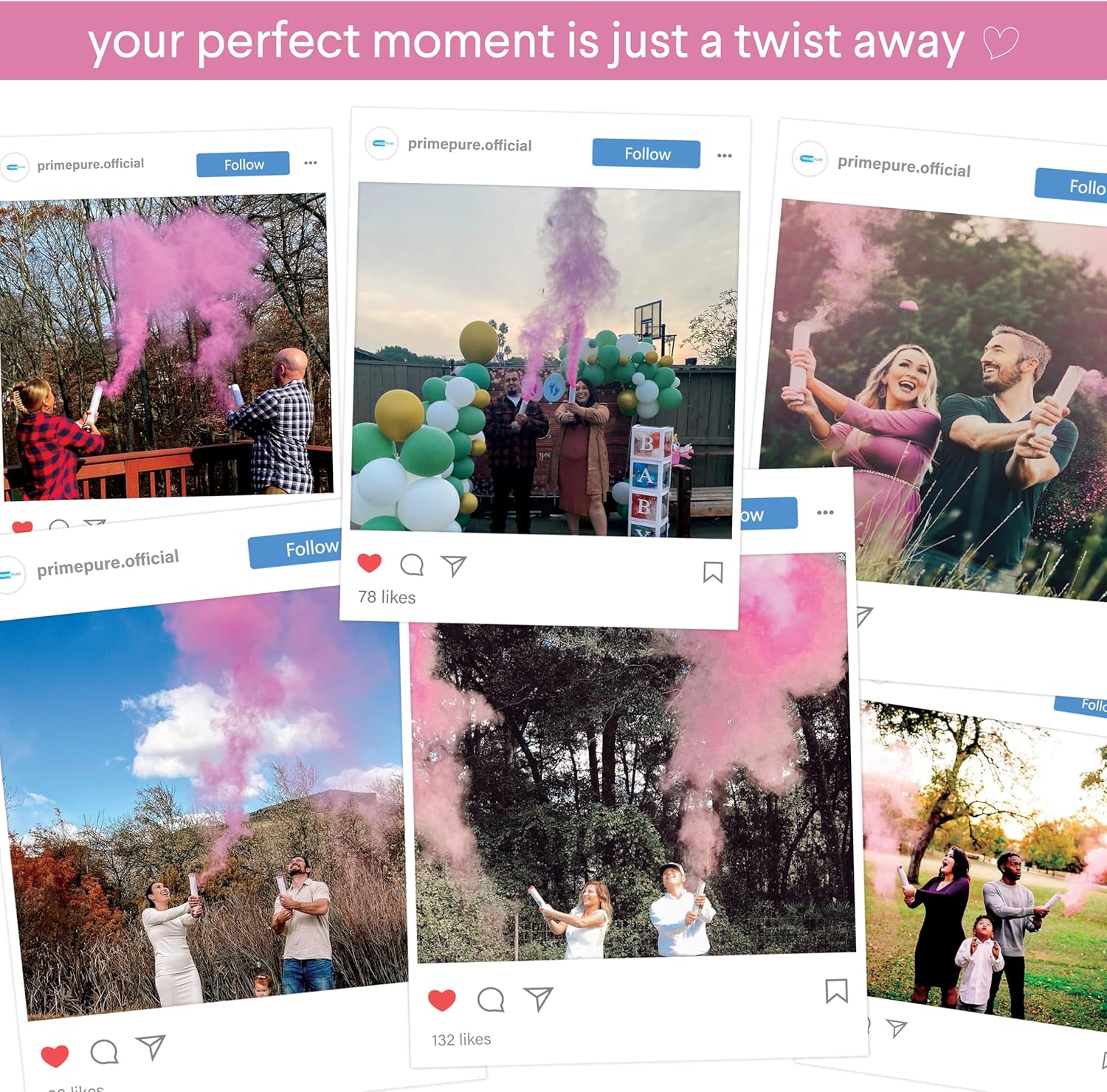 PrimePure Pink Gender Reveal Confetti Cannon 2 Pack