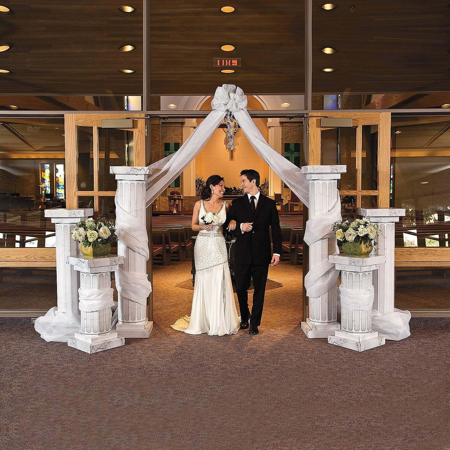 Fun Express 6 Tall Marble-Look Fluted Pillars 2 Pieces