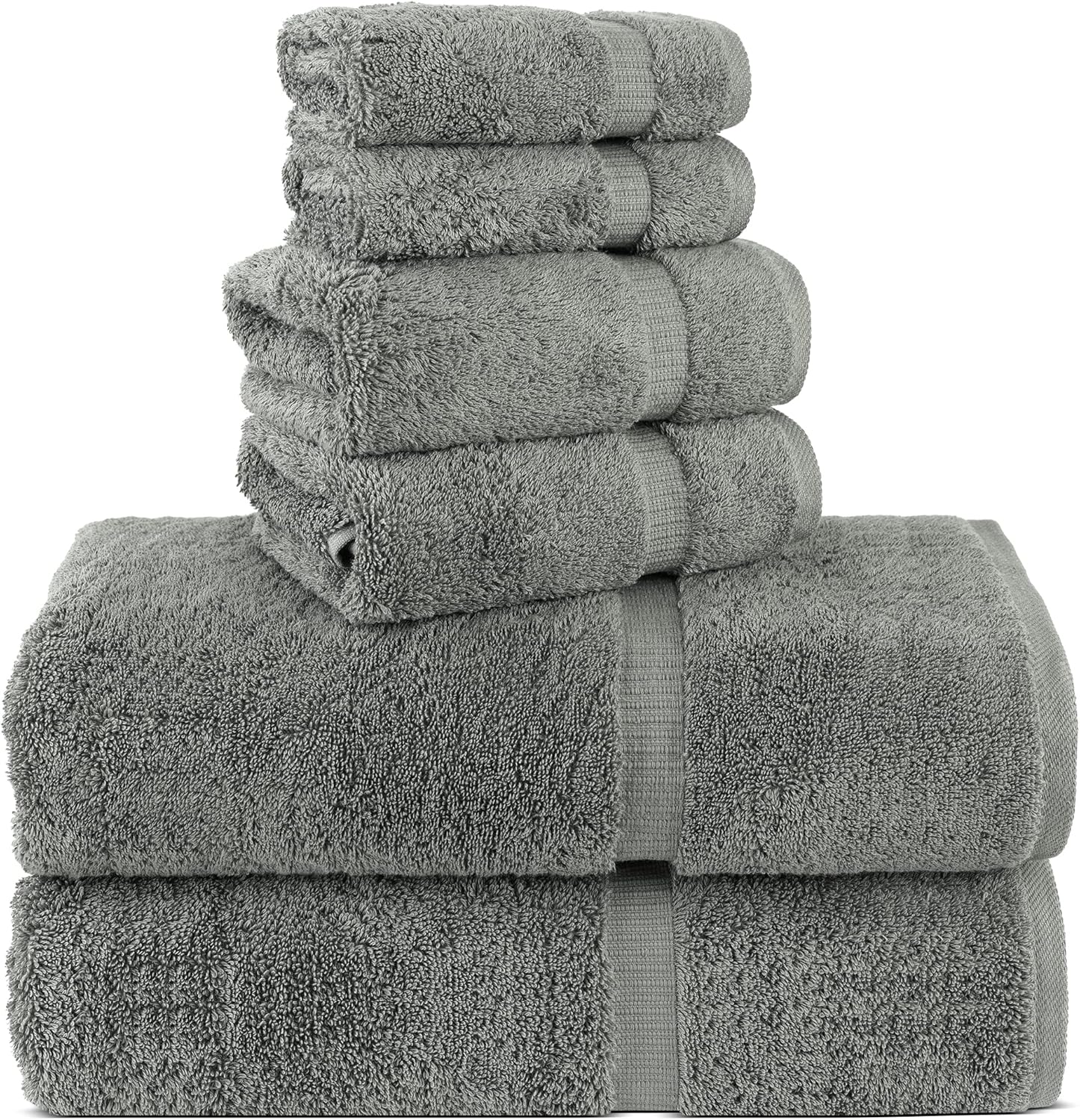 Chakir Turkish Linens Premium Cotton Towels Set Gray 6 Piece