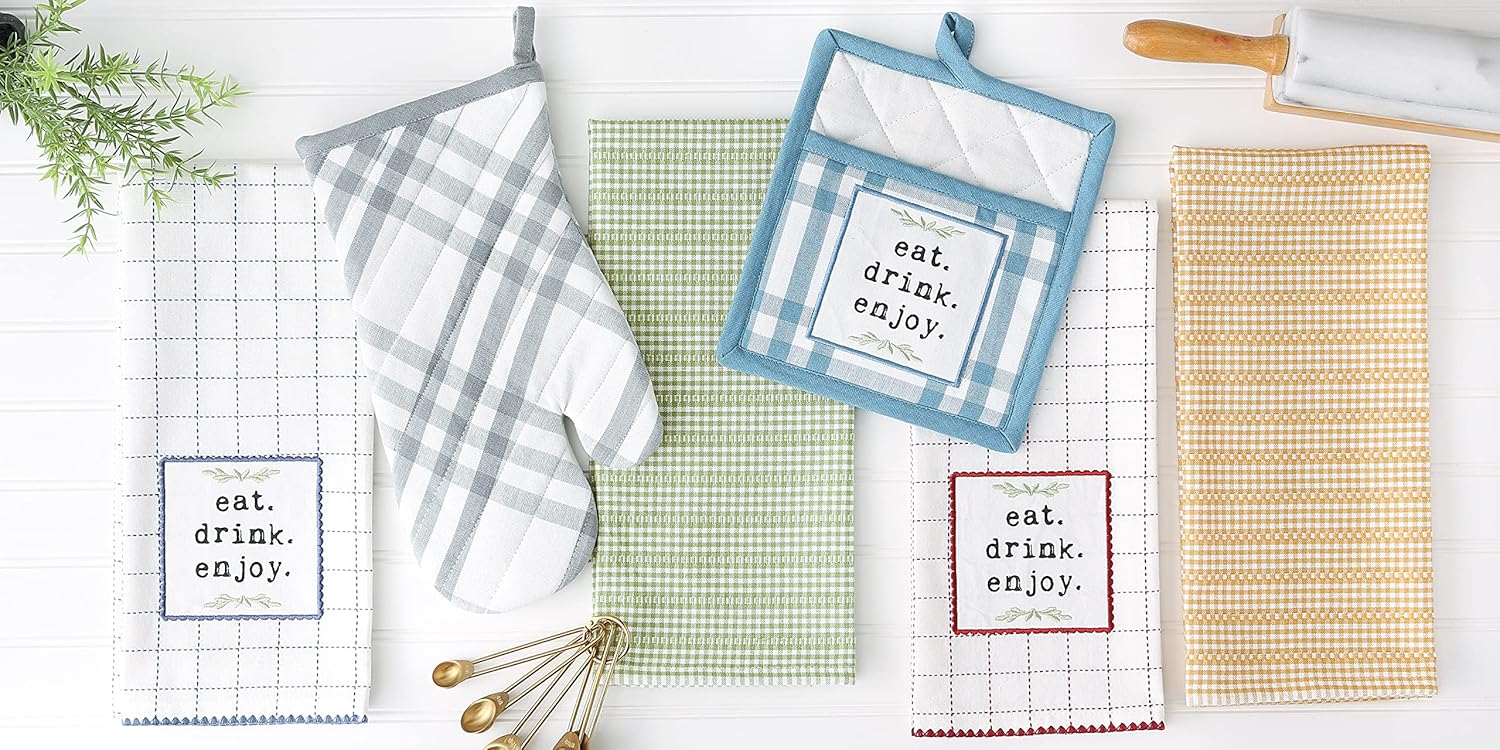DII French Blue Kitchen Towel Set 4 Count