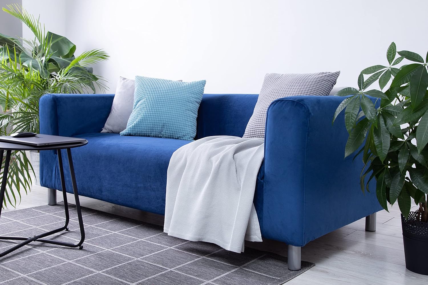 Masters Of Covers Snug Fit Velvet Klippan Loveseat Slipcover Blue
